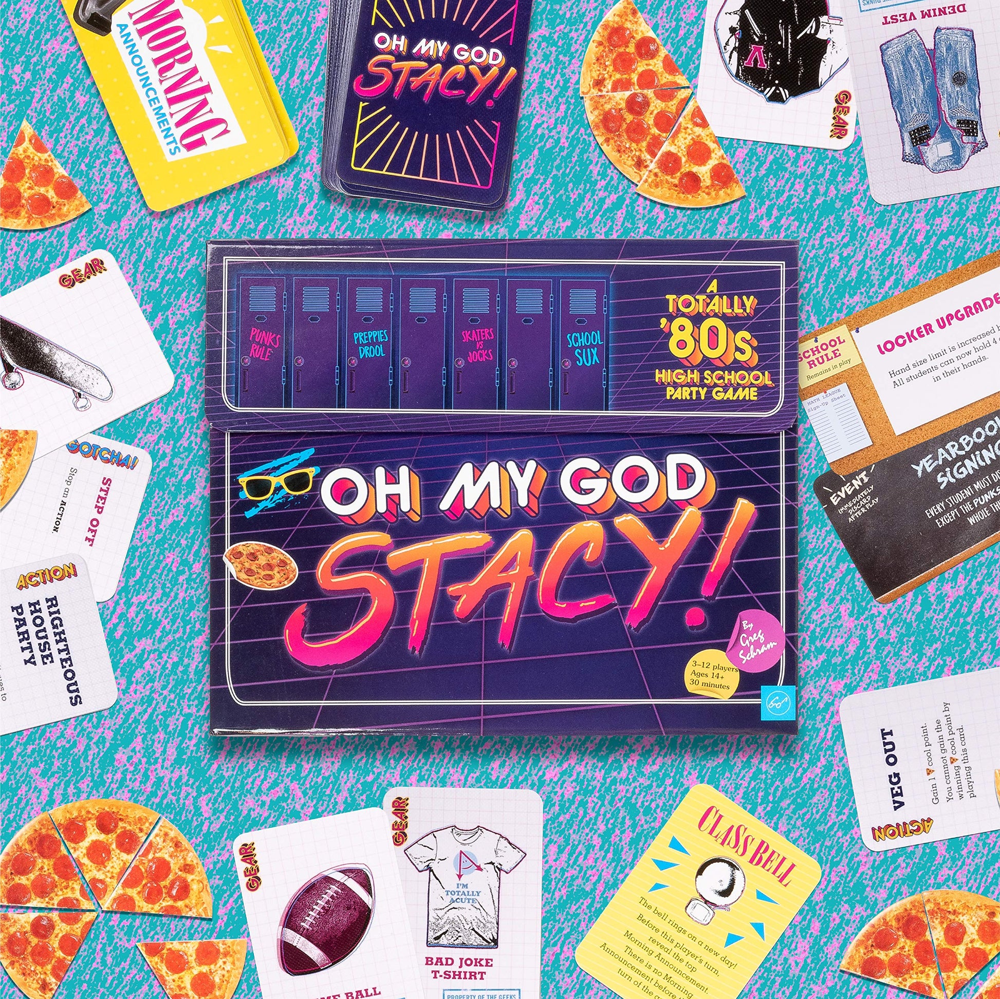 Chronicle Books Oh My God, Stacy! A Totally 80s High School Party Game for 3-12 Players, Ages 14+ - Find Your Clique and Race to be the Coolest in