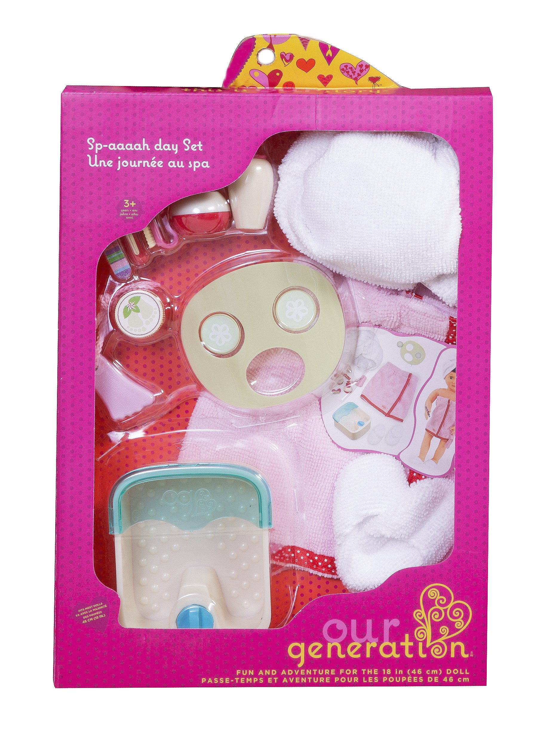 Our Generation - Sp-Aaaah Day - Salon Set - Foot Bath, Towel, and Cucumber Mask - 18-Inch Doll Accessories - Pretend Play - Toy for Kids 3 Years +