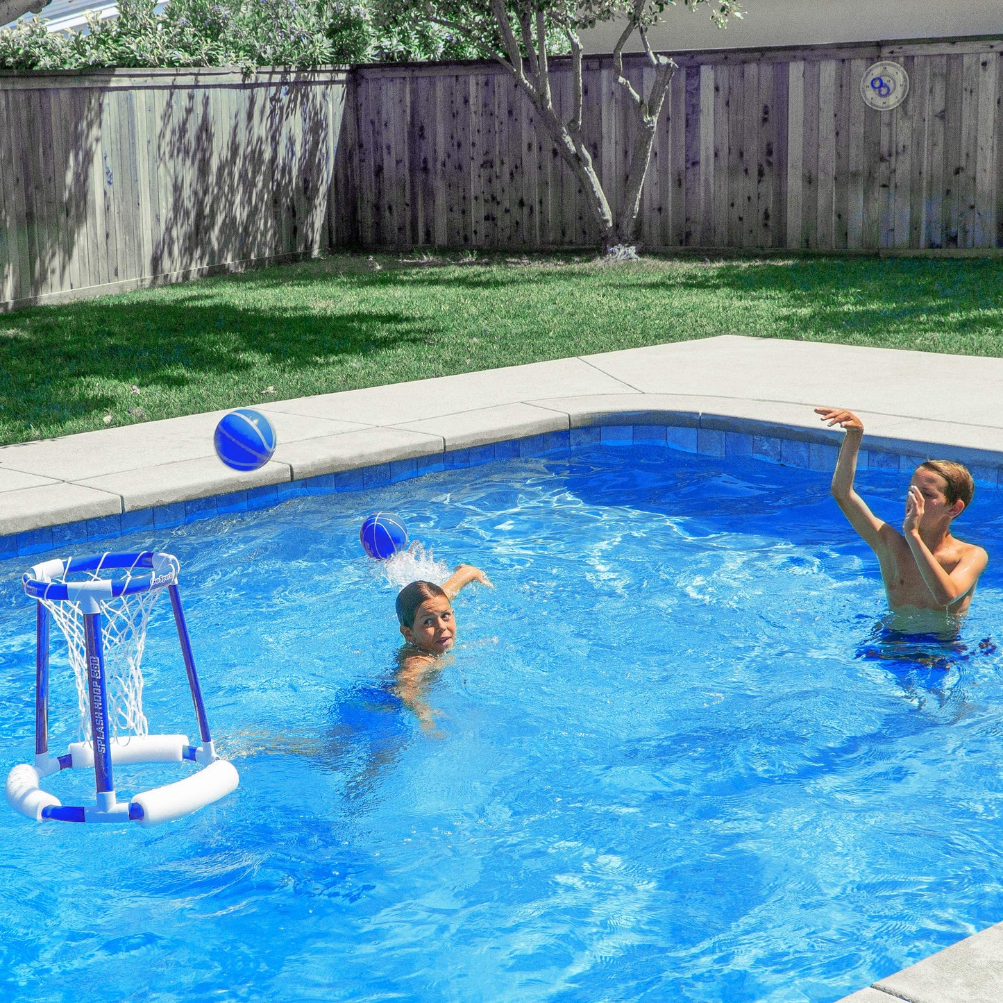 GoSports Splash Hoop 360 Floating Pool Basketball Game Includes Hoop, 2 Balls and Pump