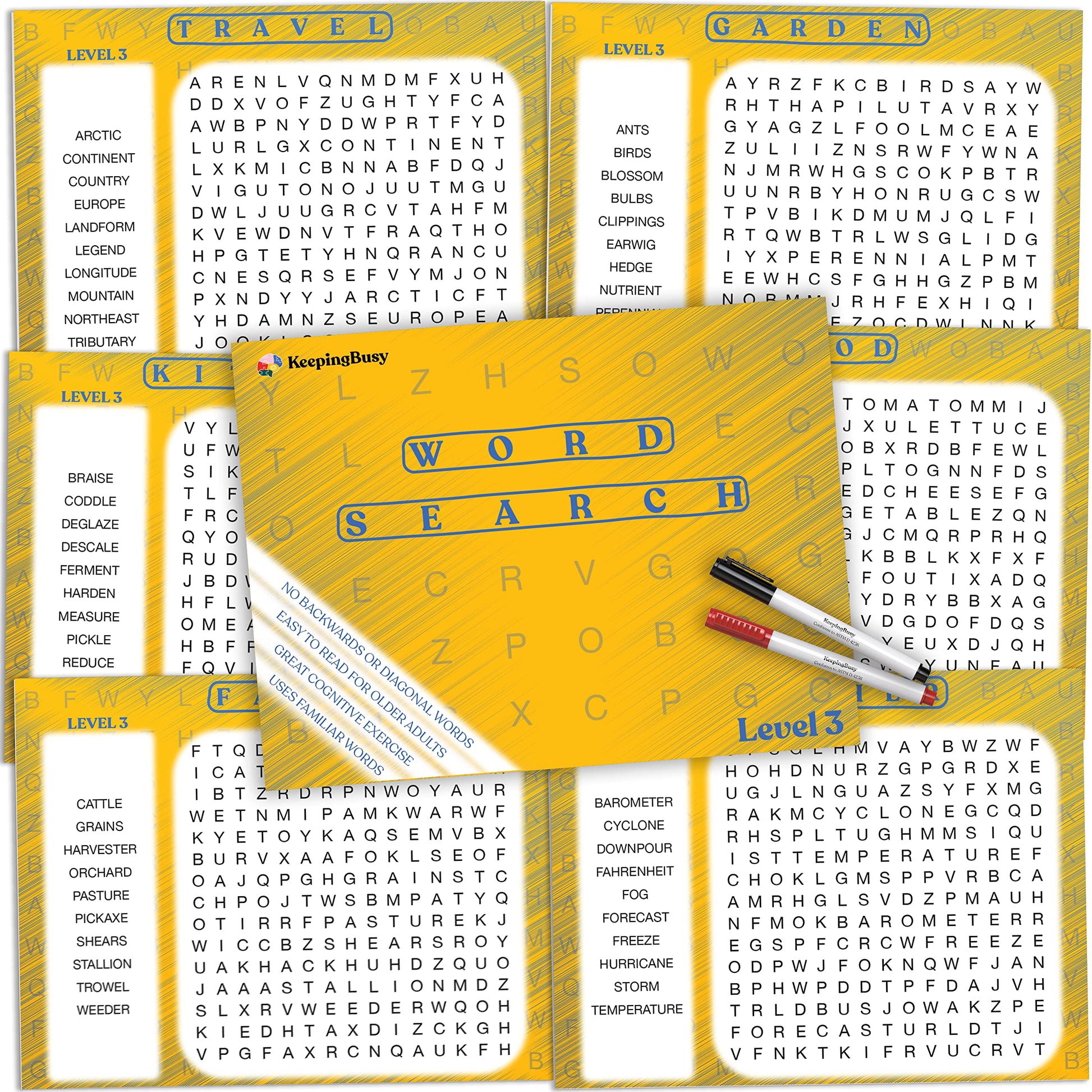 Keeping Busy Word Search 3 Dementia Activities for Seniors | Alzheimer Products for Elderly Patients | Fun Memory Game Toy & Cognitive Brain Puzzle