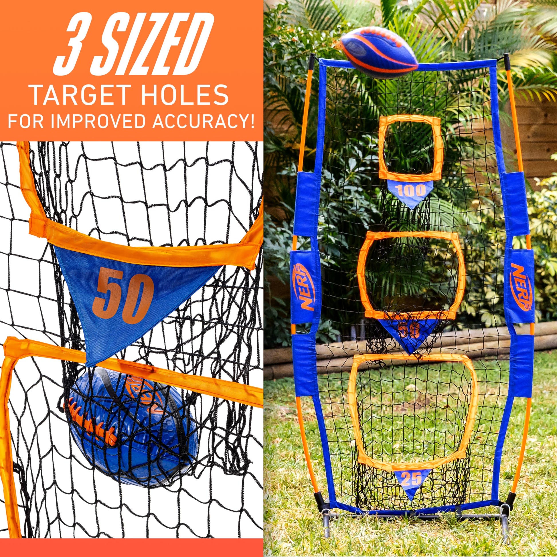 Franklin Sports Nerf Pro Pass Football Passing Target Toss Net