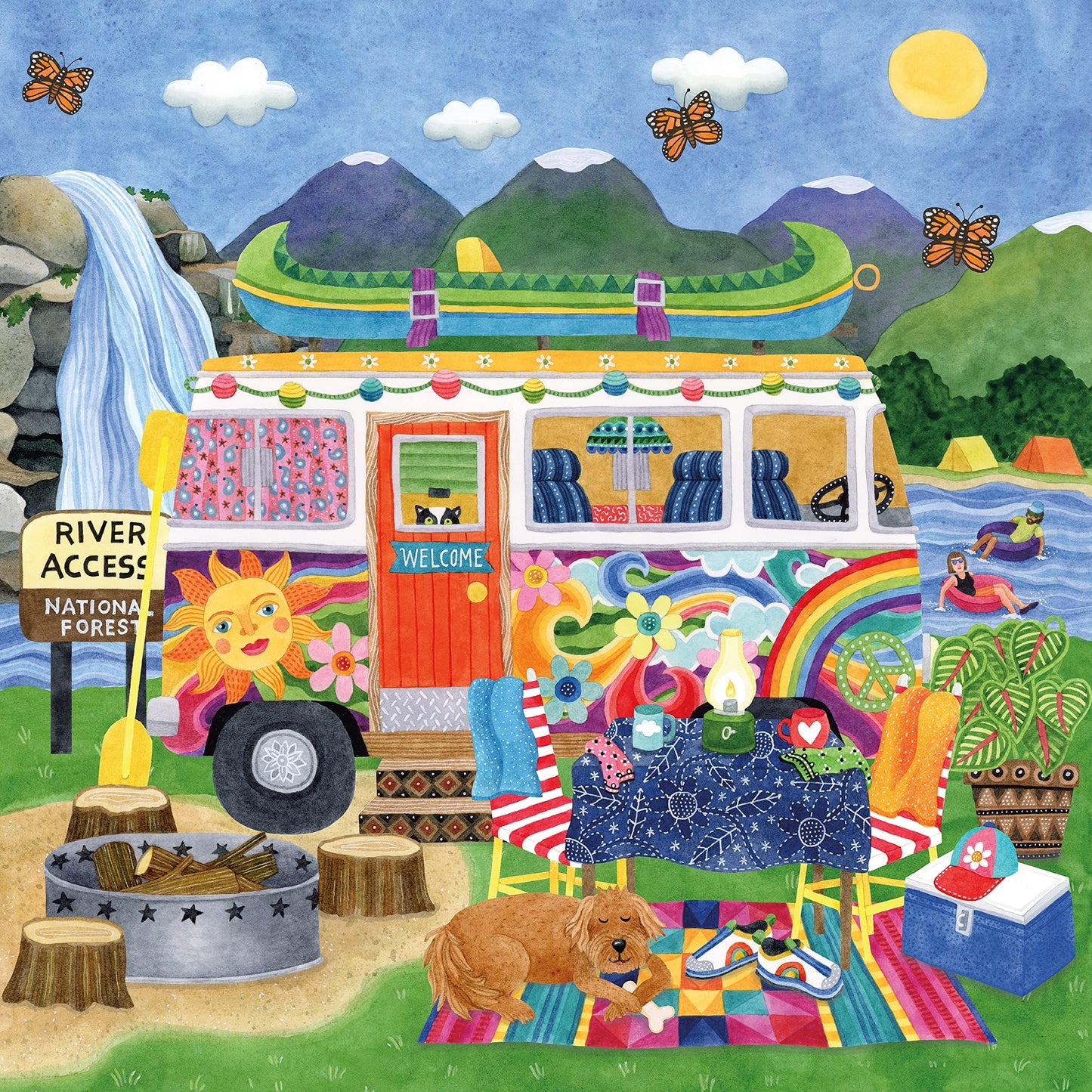 Ceaco - Happy Camper Waterfall Camper - 300 Piece Jigsaw Puzzle for Adults