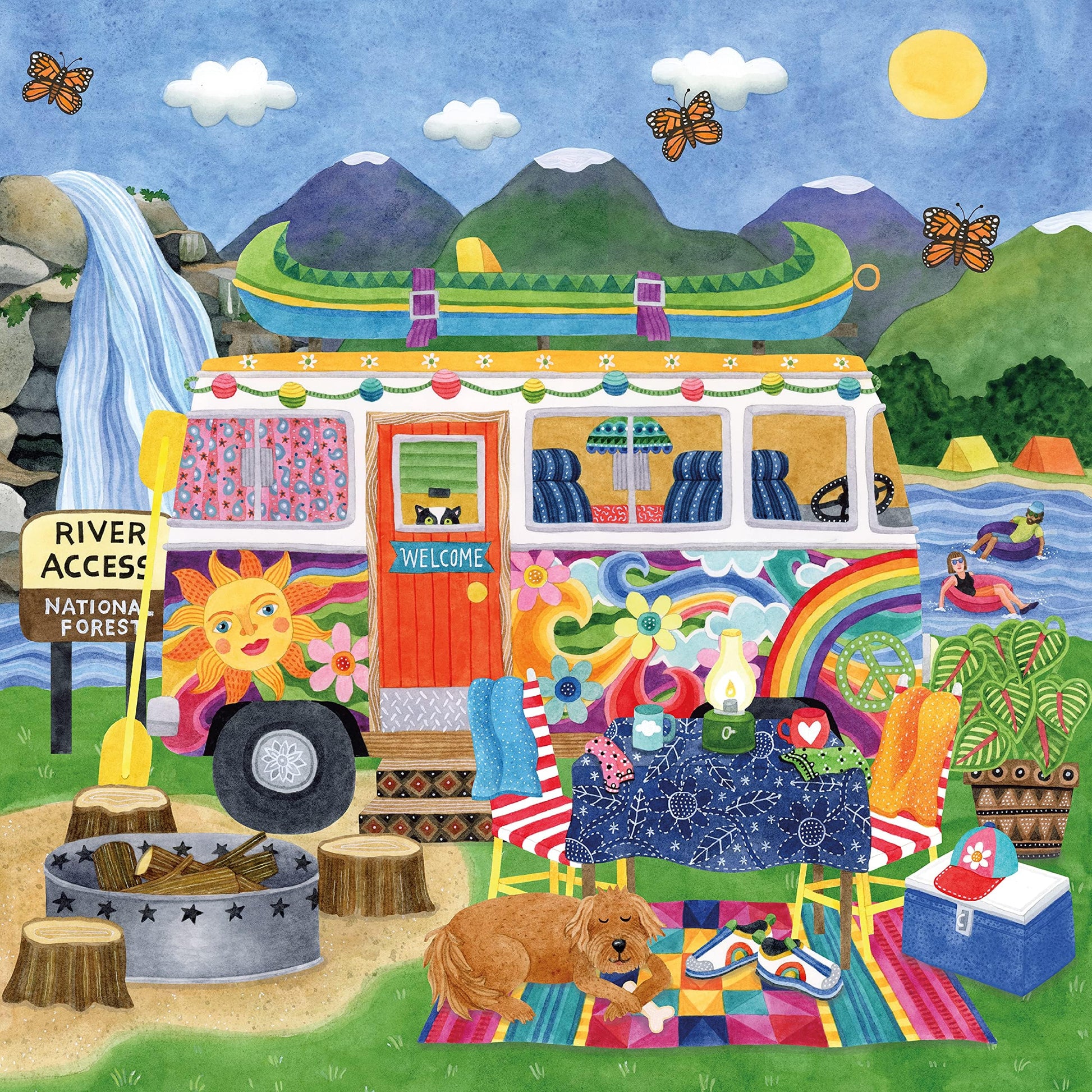 Ceaco - Happy Camper Waterfall Camper - 300 Piece Jigsaw Puzzle for Adults