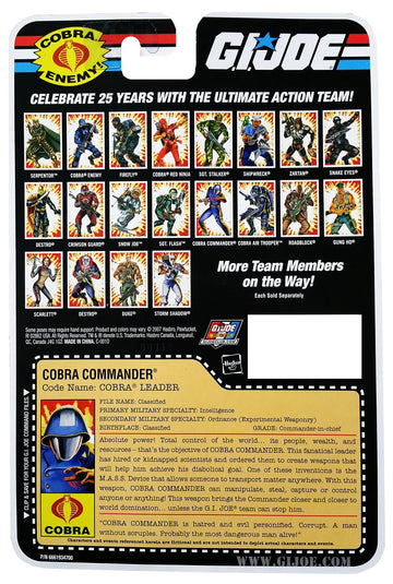 G.I. Joe 25th Anniversary Cartoon Series Cardback: Cobra Commander (Cobra Leader) 3.75 Inch Action Figure