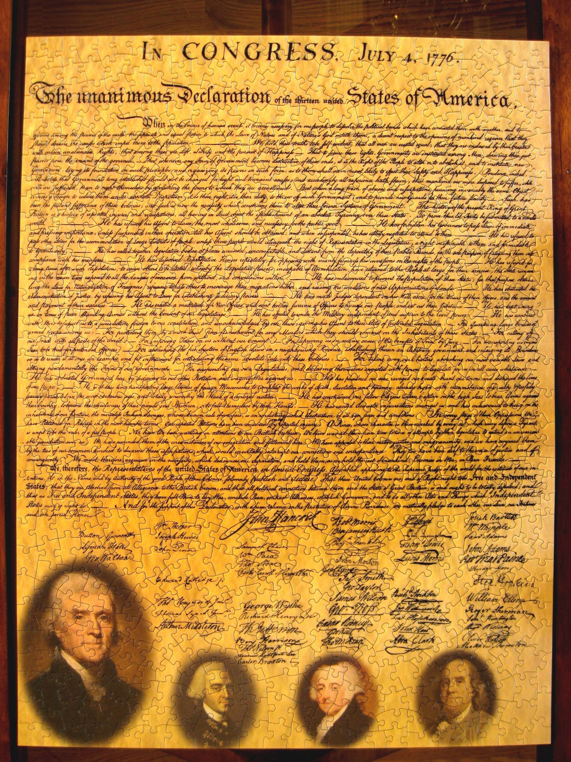 American Documents The Declaration of Independence Jigsaw Puzzle, 750-Piece