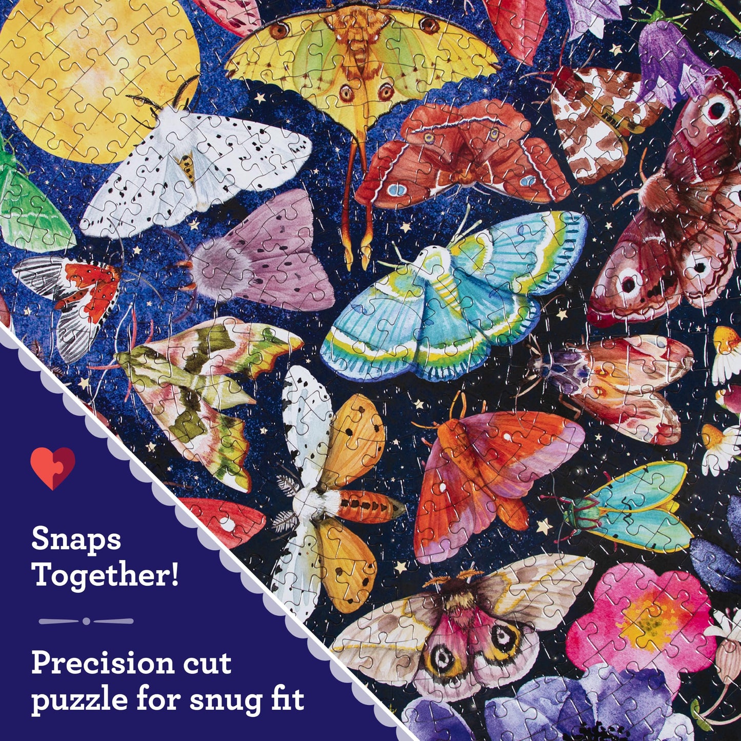 eeBoo Moth 500 Piece Round Jigsaw Puzzle, 23" Diameter