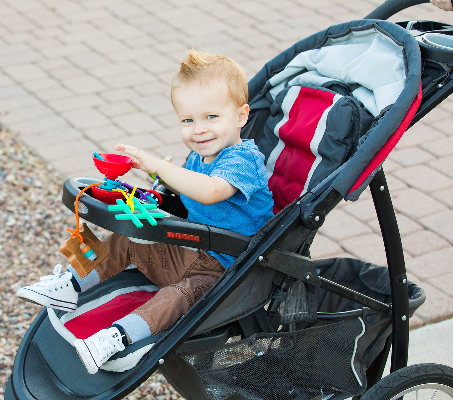 Grapple, the Baby Suction Cup Toy Holder for High Chair, Stroller and Teething Toys for Babies 6-12 Months. One of Your Baby Must Haves!