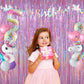 Melsan Purple Pink Tinsel Backdrop for Birthday, 2 Pack 3.2ft x 8ft