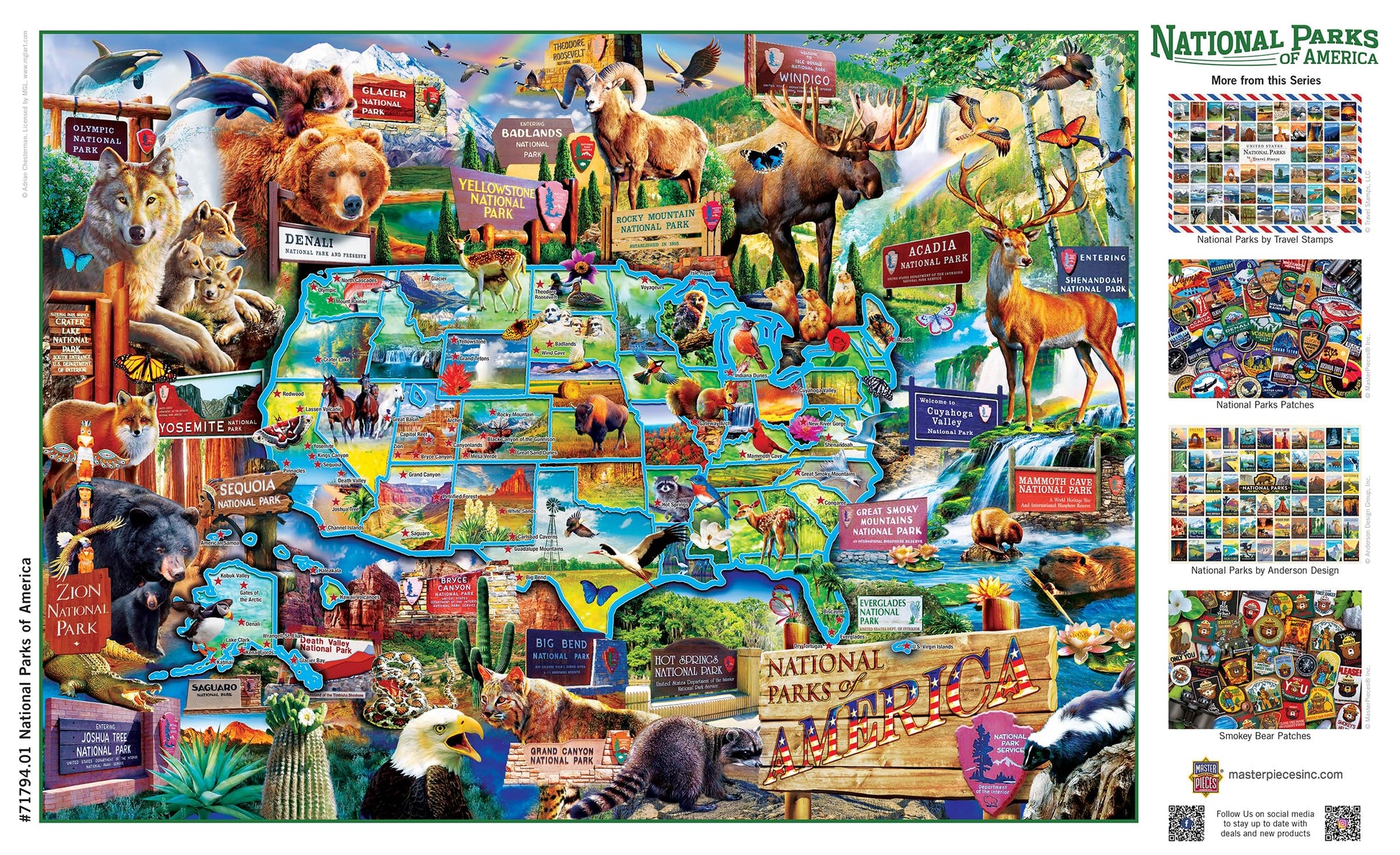 MasterPieces - 1000 Piece Jigsaw Puzzle, National Parks of America, Fun for Adults, Family, Kids 19.25"x26.75"