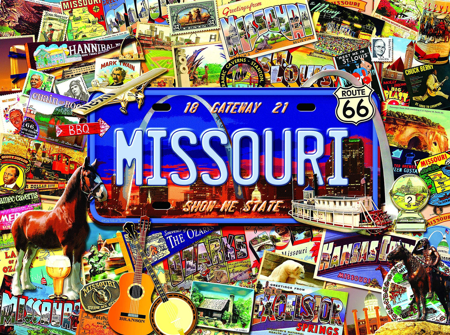 SUNSOUT INC - Missouri: The Show Me State - 1000 pc Jigsaw Puzzle by Artist: Kate Ward Thacker - Finished Size 20" x 27" - MPN# 70038