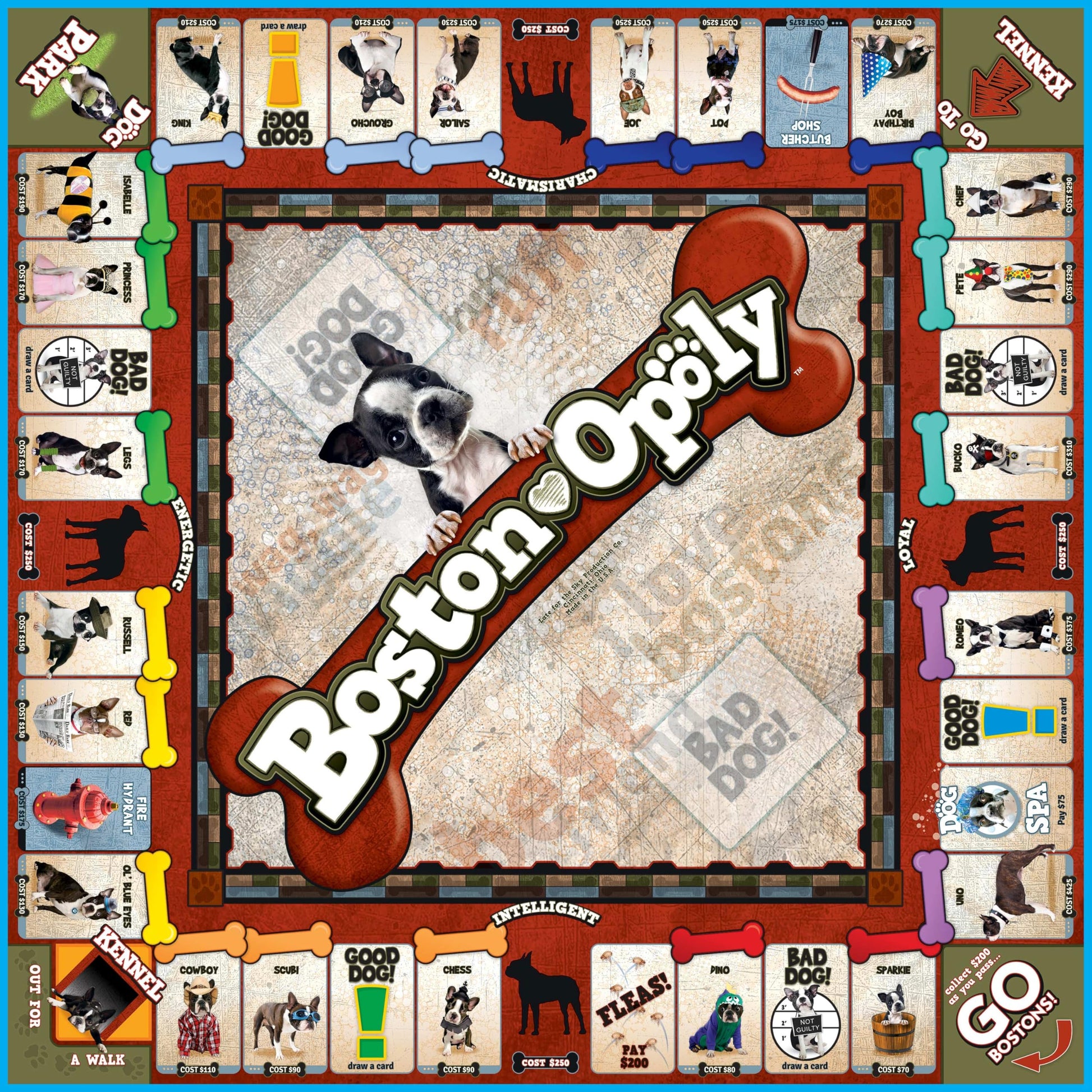 Late for The Sky Boston Terrier-Opoly Board Game for Dog Lovers, Family Strategy and Party Fun, 2-6 Players, Ages 8+, Collectible Tokens, Property