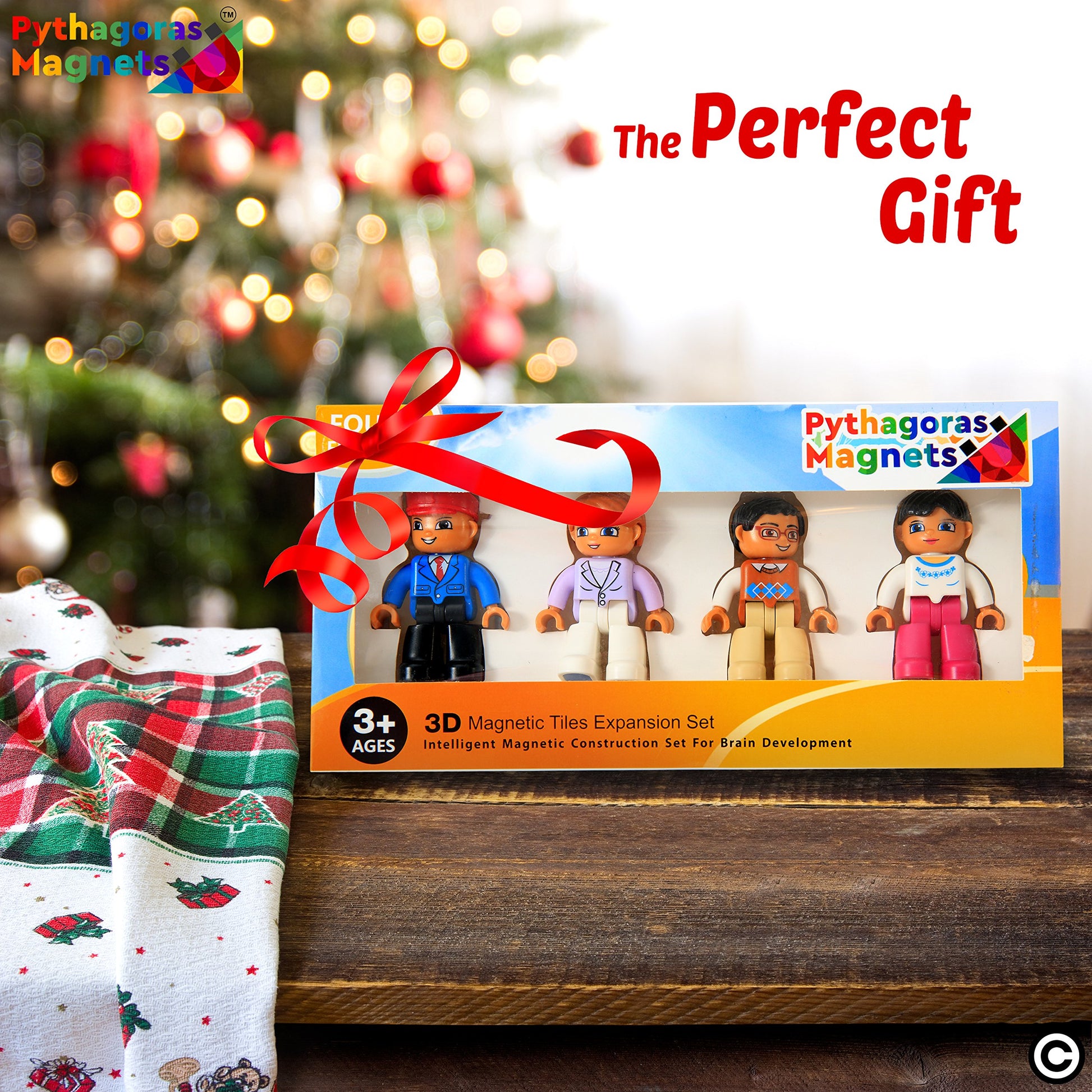 Magnetic Figures Set of 4-Toddlers Community Action Toy People, Magnetic Tiles Expansion Pack for Boys and Girls - Educational Stem Toys Add on Sets