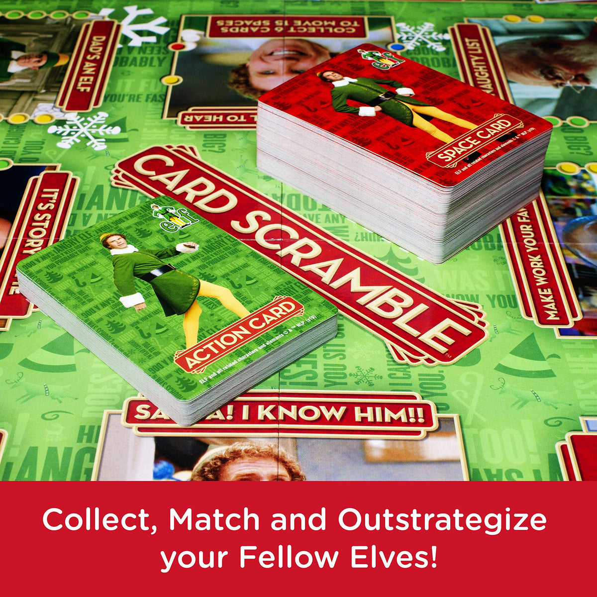 AQUARIUS Elf Card Scramble Board Game - Fun Family Christmas Party Game for Kids, Teens & Adults - Entertaining Game Night Gift - Officially Licensed
