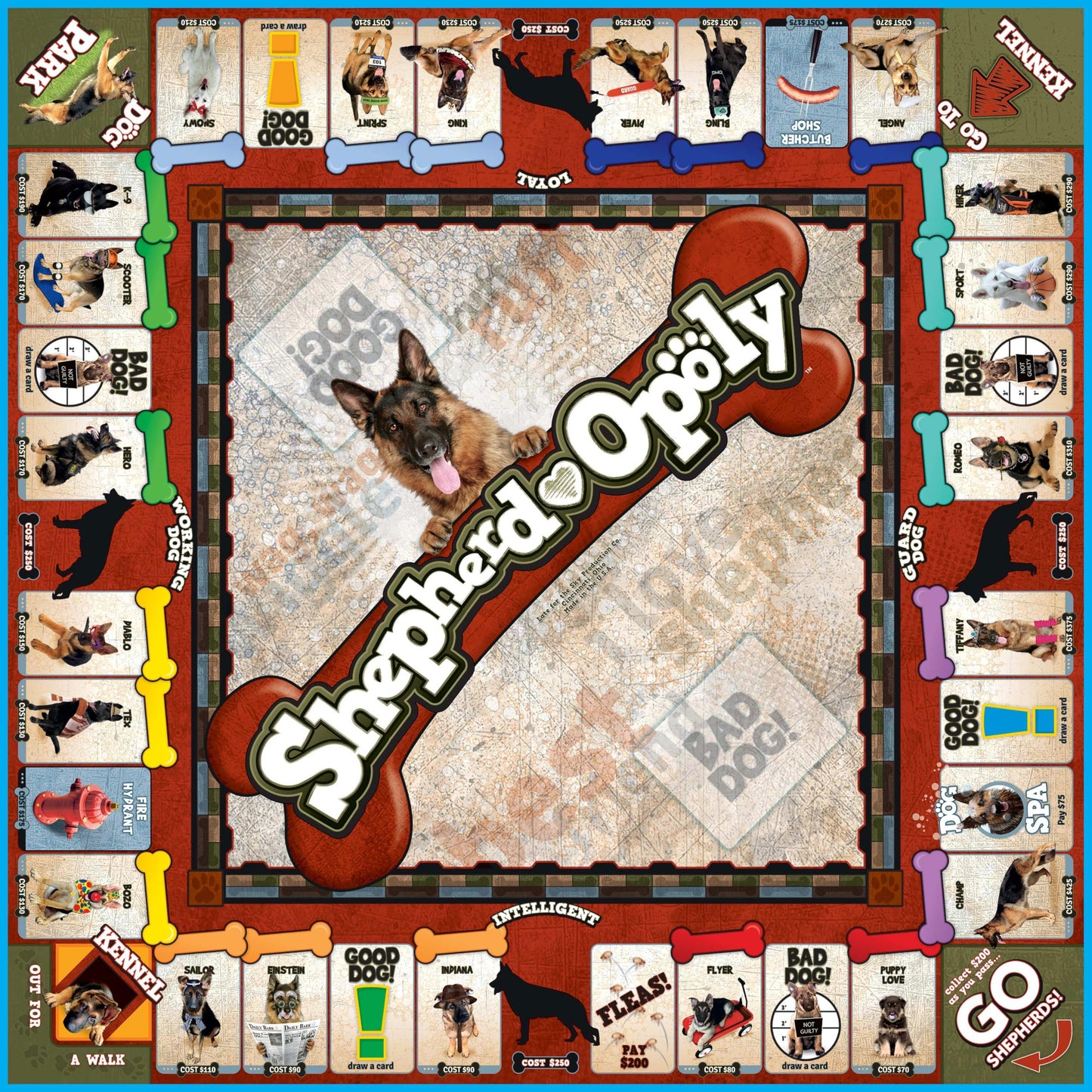 Late for The Sky German Shepherd-Opoly Board Game for Dog Lovers and Families, 2-6 Players, Ages 8+, Property Trading Fun with Tokens, Cards,