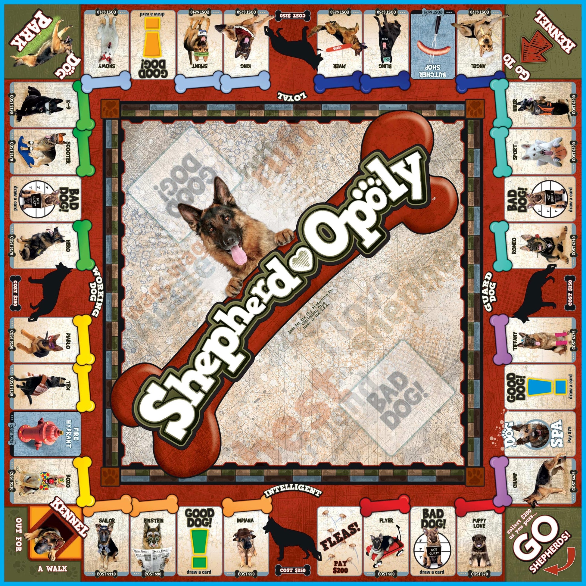 Late for The Sky German Shepherd-Opoly Board Game for Dog Lovers and Families, 2-6 Players, Ages 8+, Property Trading Fun with Tokens, Cards,