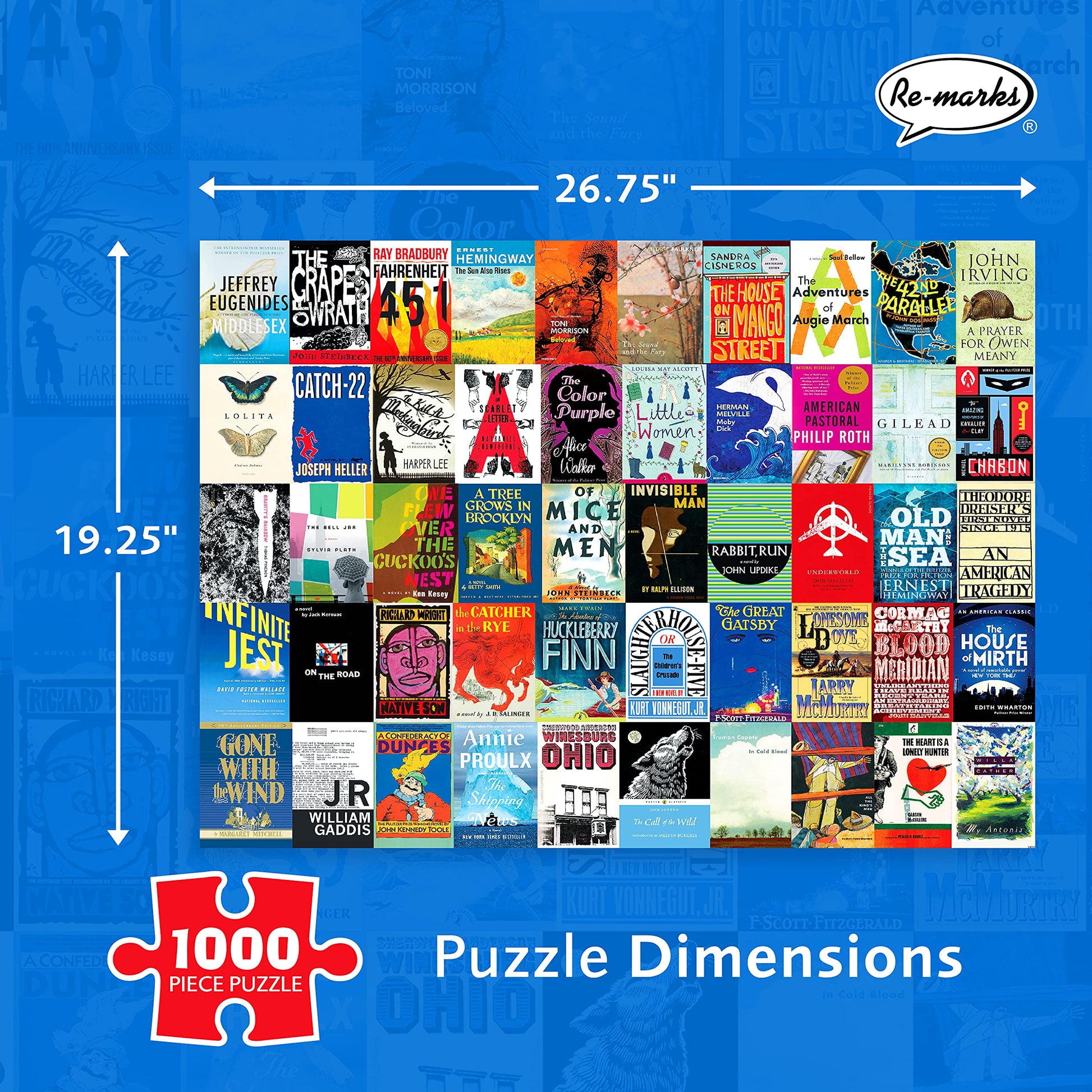 Re-Marks Great American Novels 1000-Piece Puzzle for All Ages, Family Jigsaw Puzzle