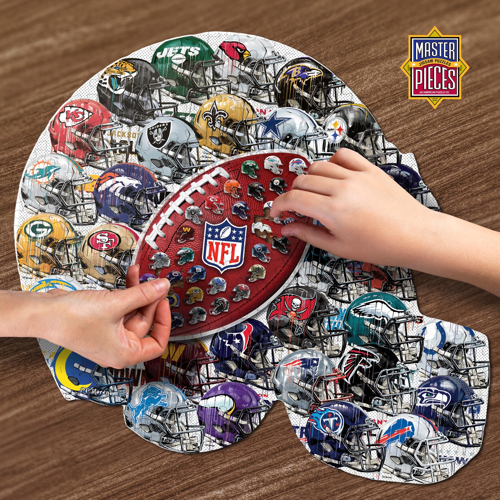 MasterPieces 500-Piece NFL Drip Art Helmet Shaped Puzzle - Perfect for NFL Fanatics - 25"x22"