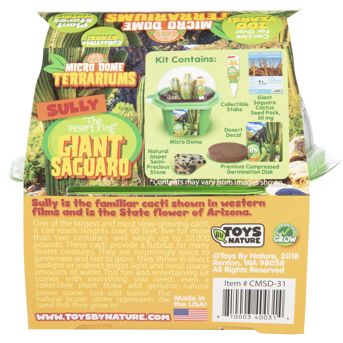 Toys by Nature Character Micro Dome Plant Terrarium Kit, Complete Supplies Includes Everything Needed to Grow Indoor Terrariums (Sully The Desert King