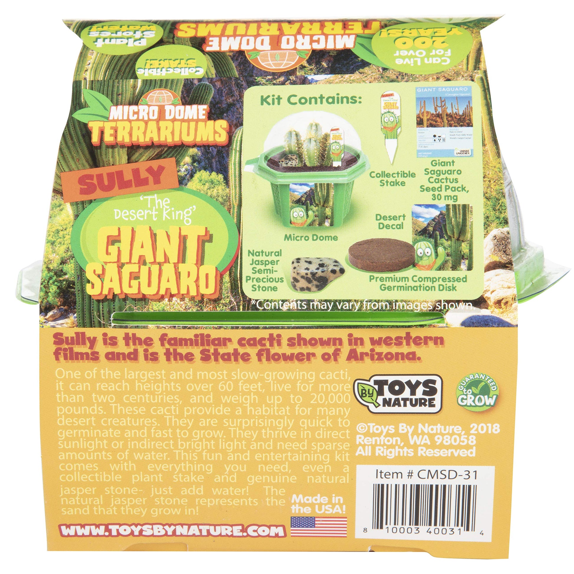 Toys by Nature Character Micro Dome Plant Terrarium Kit, Complete Supplies Includes Everything Needed to Grow Indoor Terrariums (Sully The Desert King