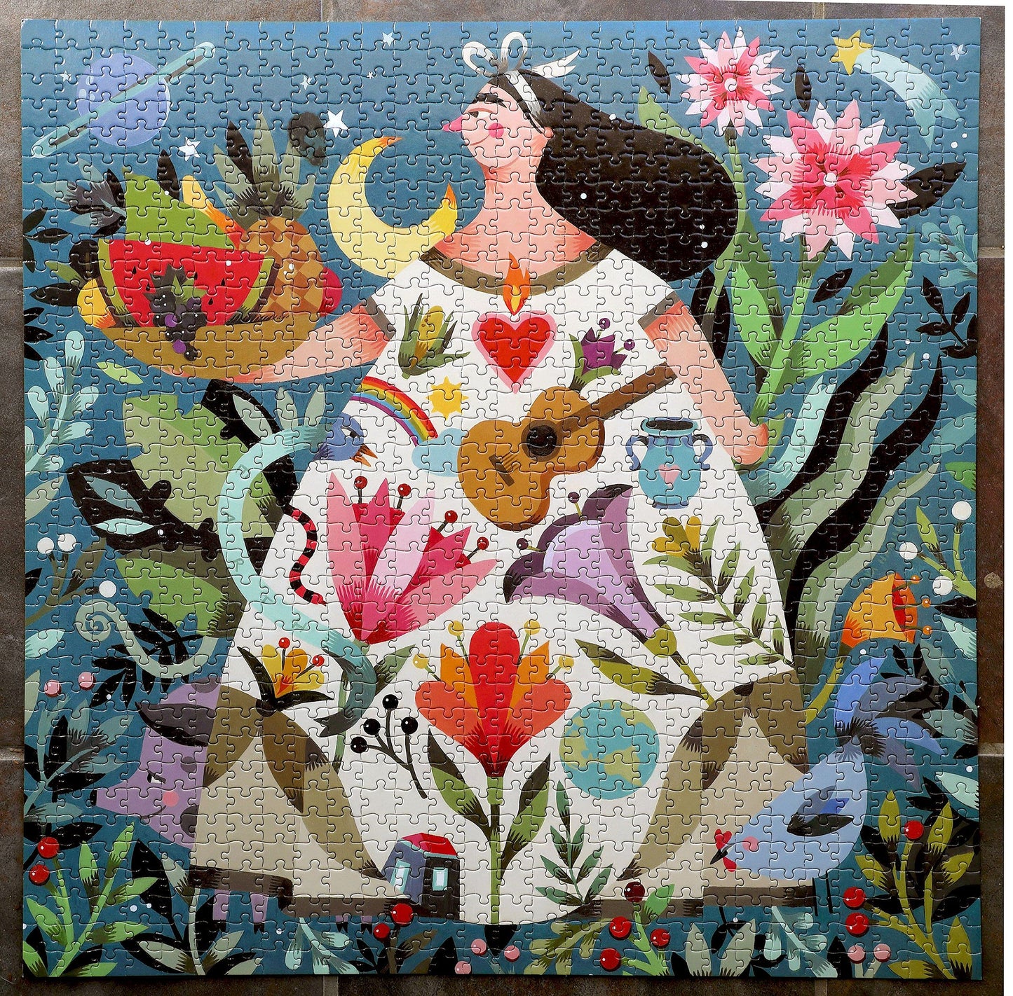 eeBoo 1000 Piece Puzzle - Mother Earth Jigsaw Puzzle for Adults, Square 23" x 23" Made with Recycled Board & Vegetable-Based Ink