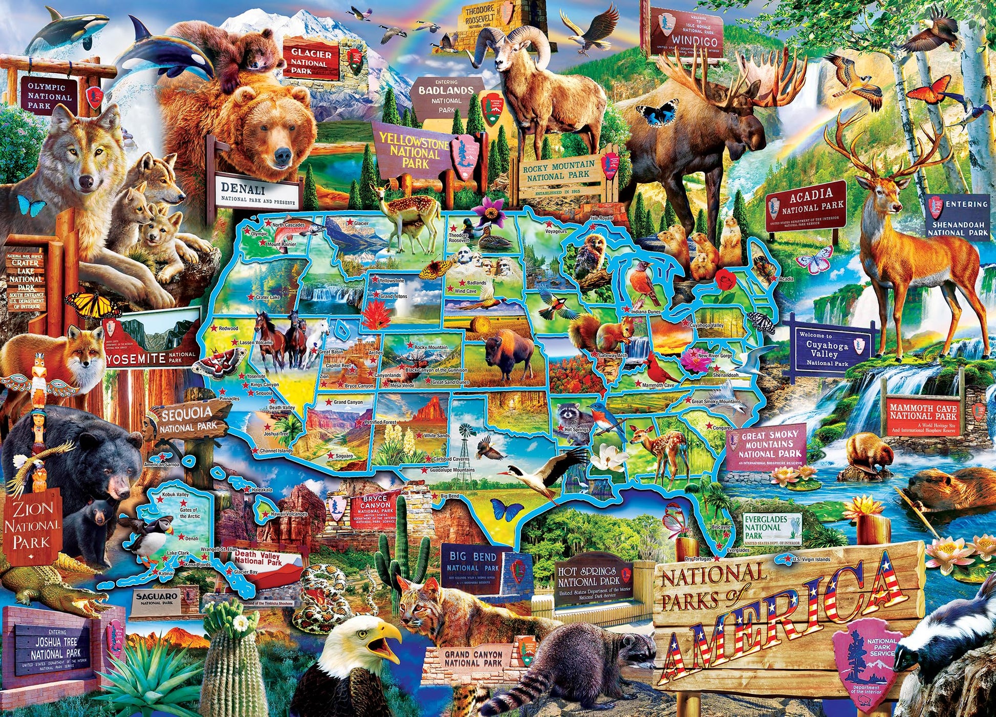 MasterPieces - 1000 Piece Jigsaw Puzzle, National Parks of America, Fun for Adults, Family, Kids 19.25"x26.75"