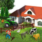 26 PCS Mini Farm Animal Tractor Cake Topper Set with Tree Farmer Fences Cow Pig Sheep Figures Tractor farmer Cake Topper for Boy Girl Birthday Party