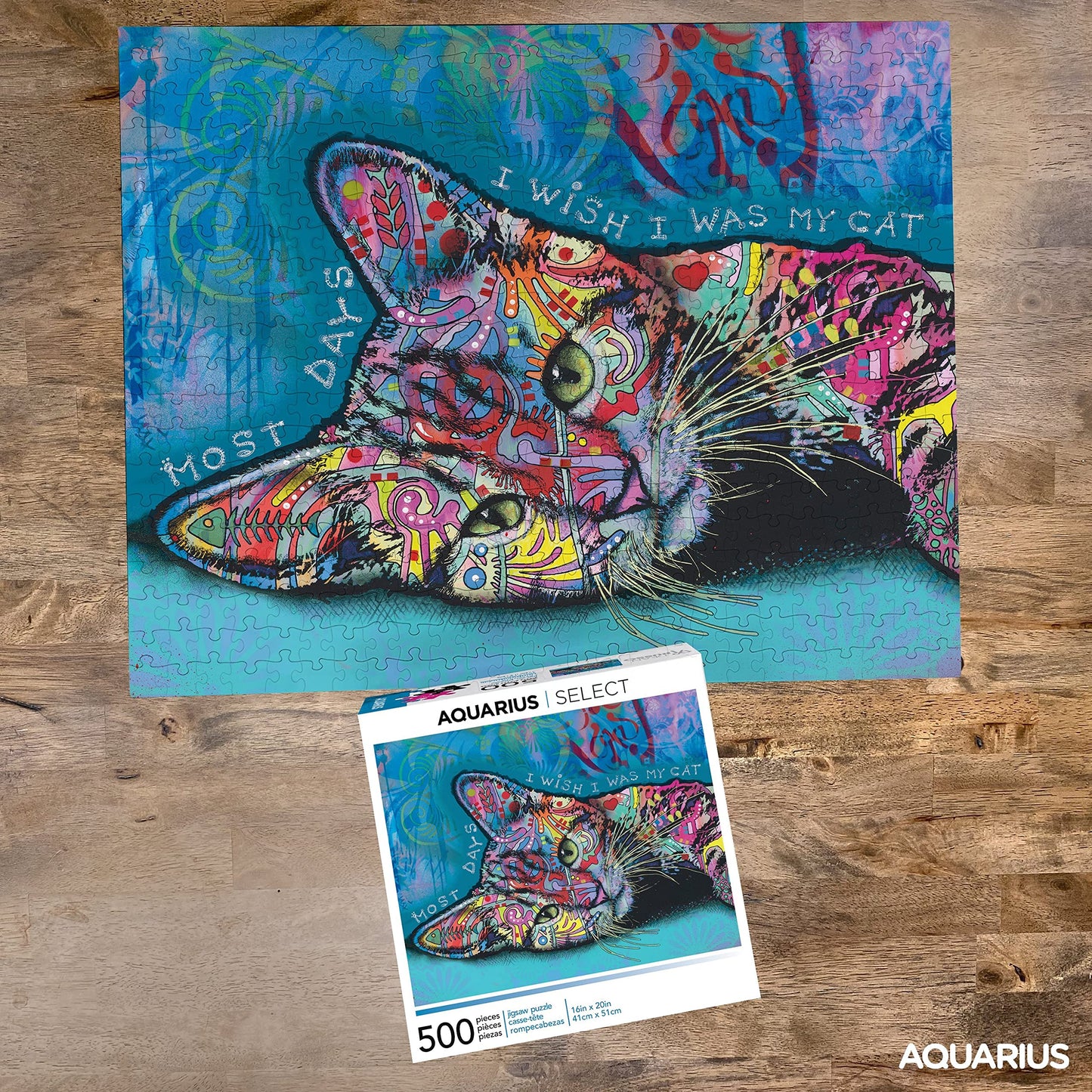 AQUARIUS Dean Russo Cat Puzzle (500 Piece Jigsaw Puzzle) - Glare Free - Precision Fit - Officially Licensed Dean Russo Merchandise & Collectibles - 16