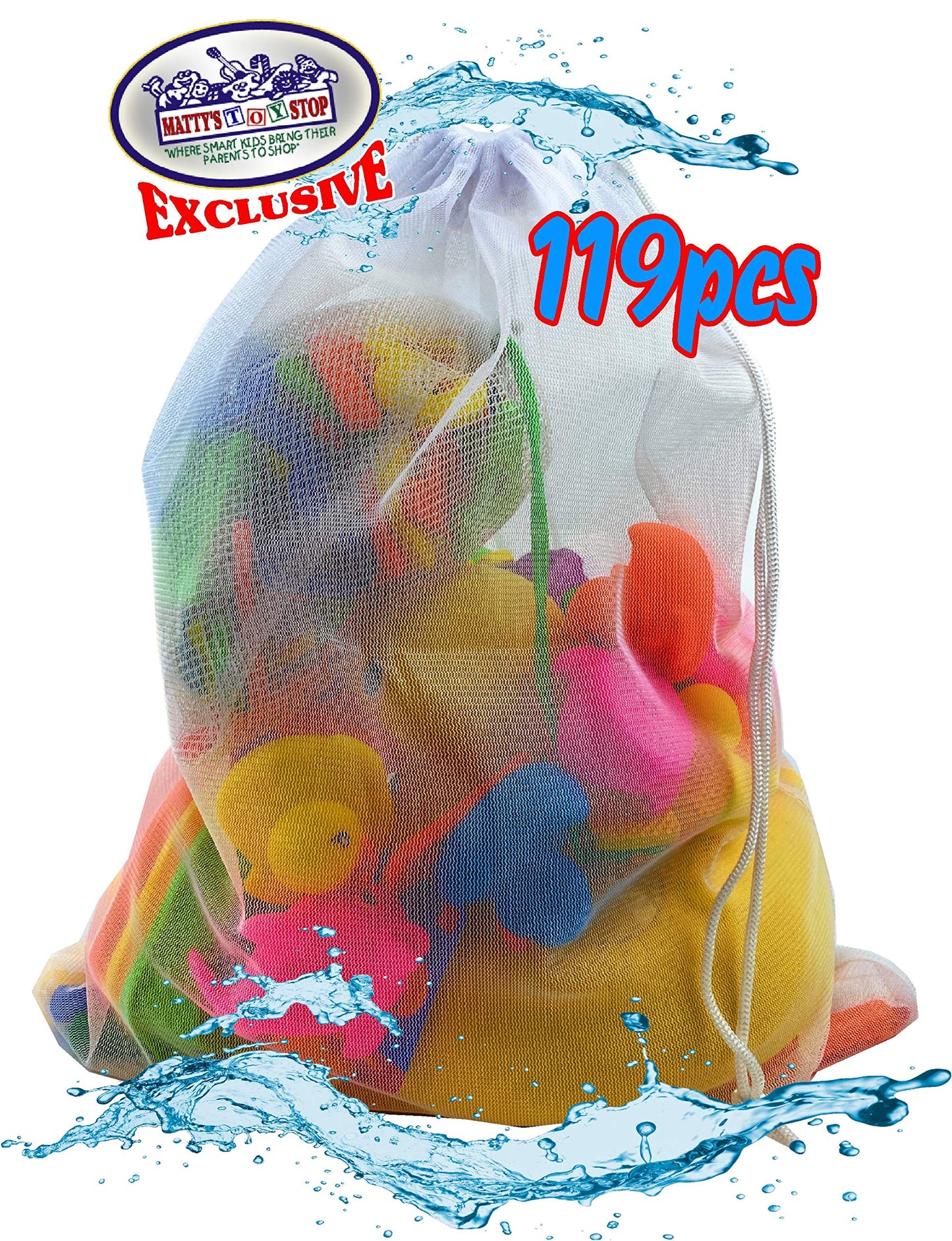 M?tty's Toy Stop 119pcs Ultimate Bath Toys Set Featuring Giant Rubber Duck, Bath Stickers, Mirrors, Crayons, Sponge, Mini Animals, Medium Animals