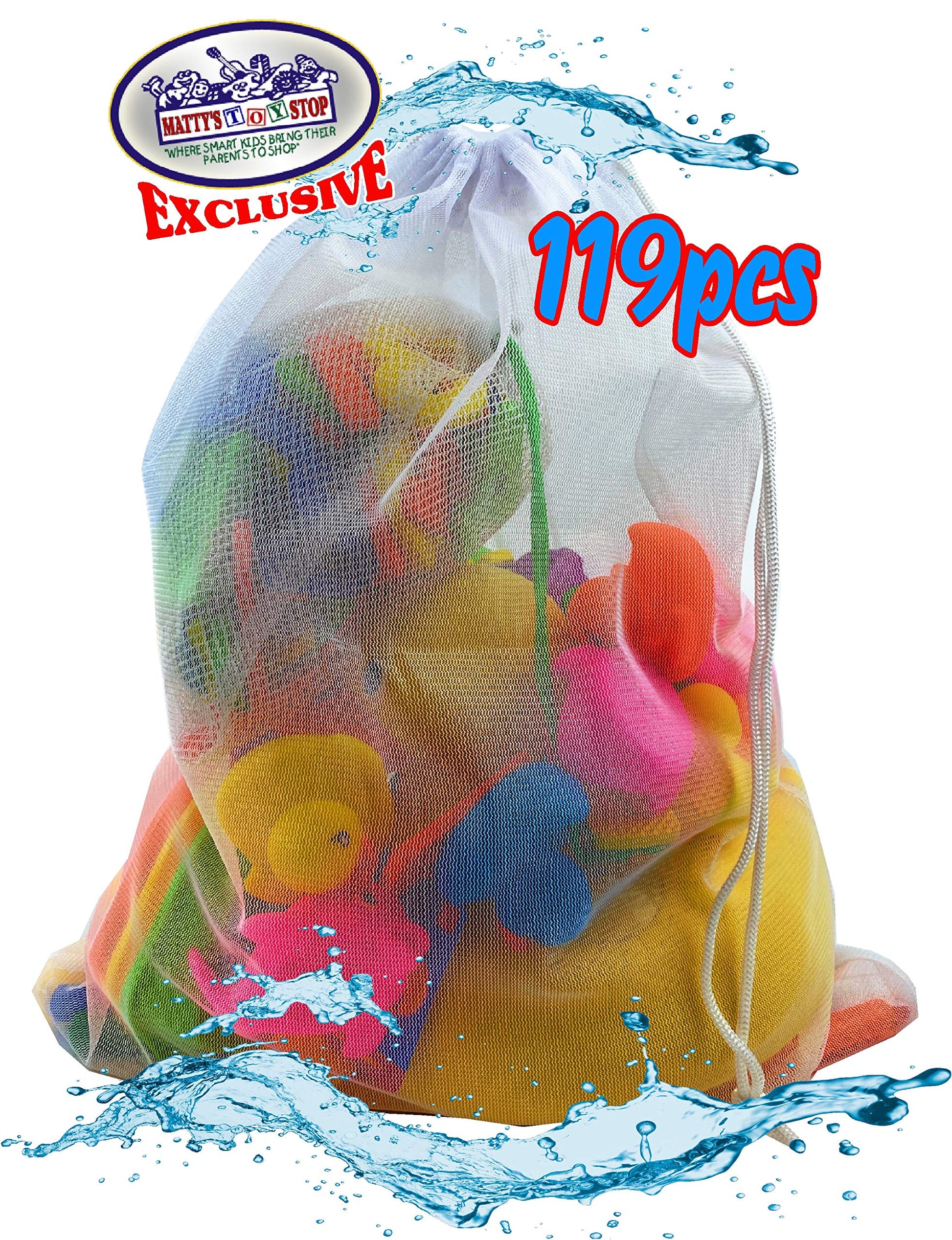 M?tty's Toy Stop 119pcs Ultimate Bath Toys Set Featuring Giant Rubber Duck, Bath Stickers, Mirrors, Crayons, Sponge, Mini Animals, Medium Animals