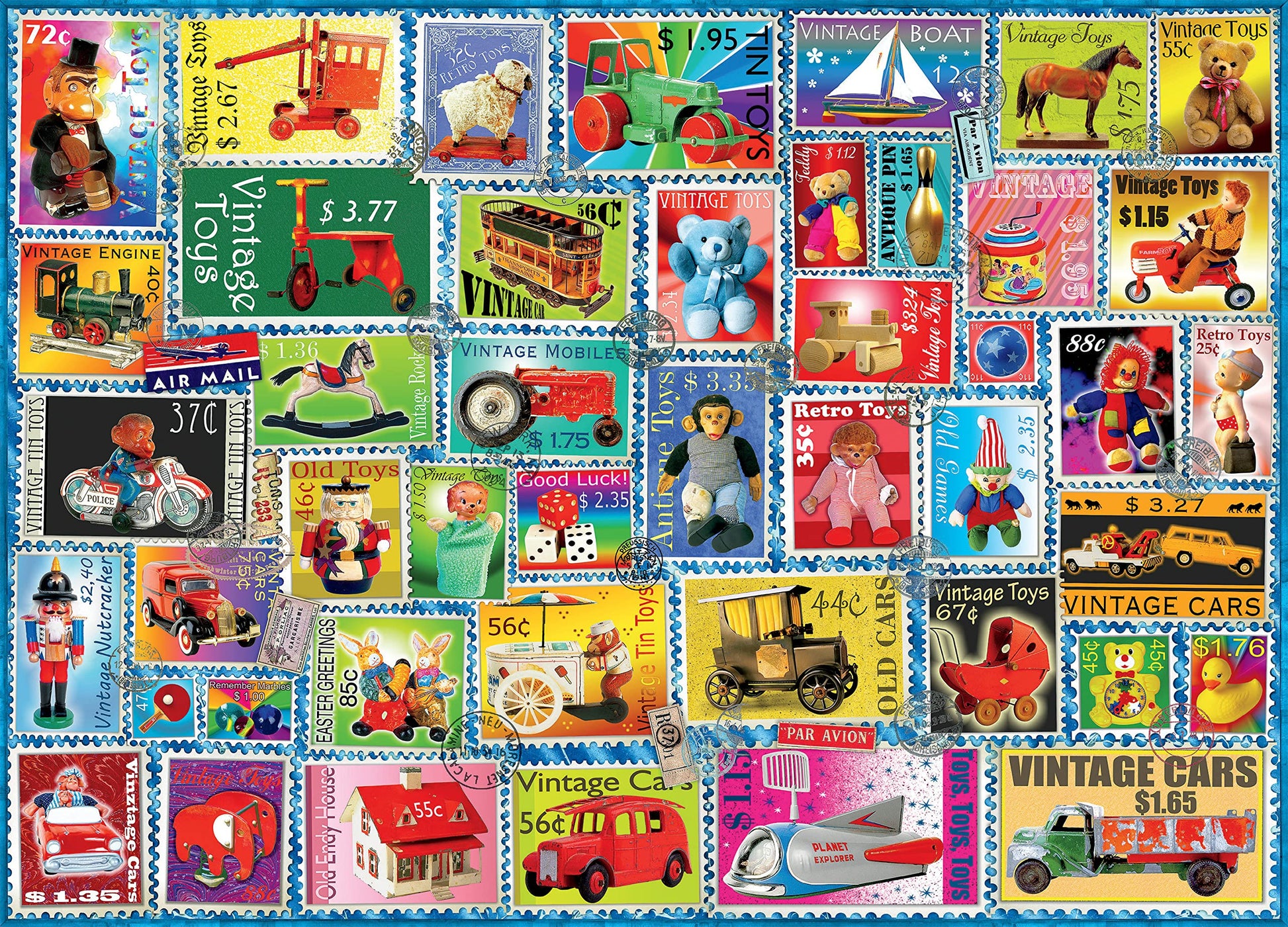 Ceaco - Barbara Behr - Stamps - Toy Stamps - 1000 Piece Jigsaw Puzzle