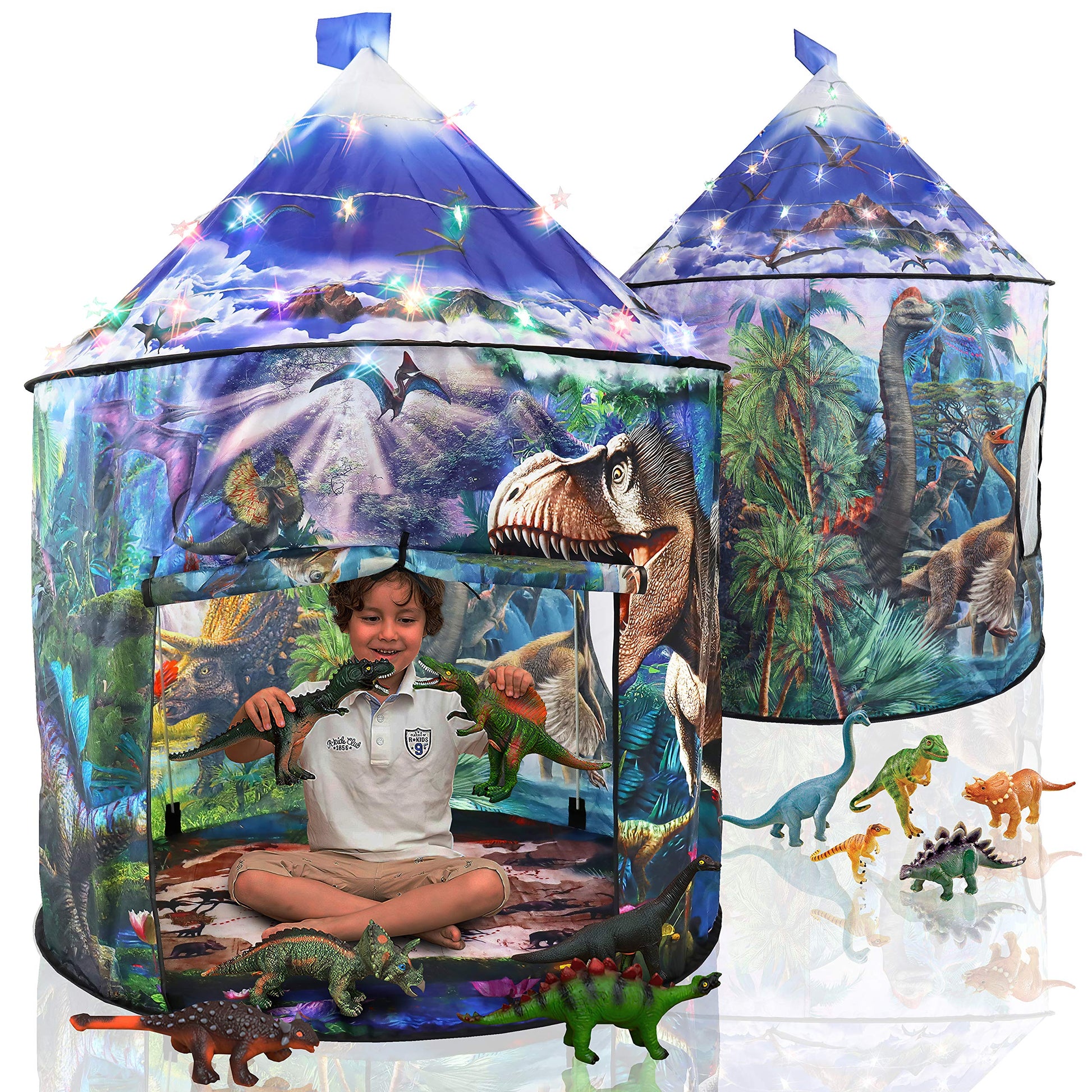 Kids Dinosaur Tent & Lights, Children's Indoor Play House Toy, 41" x 53"