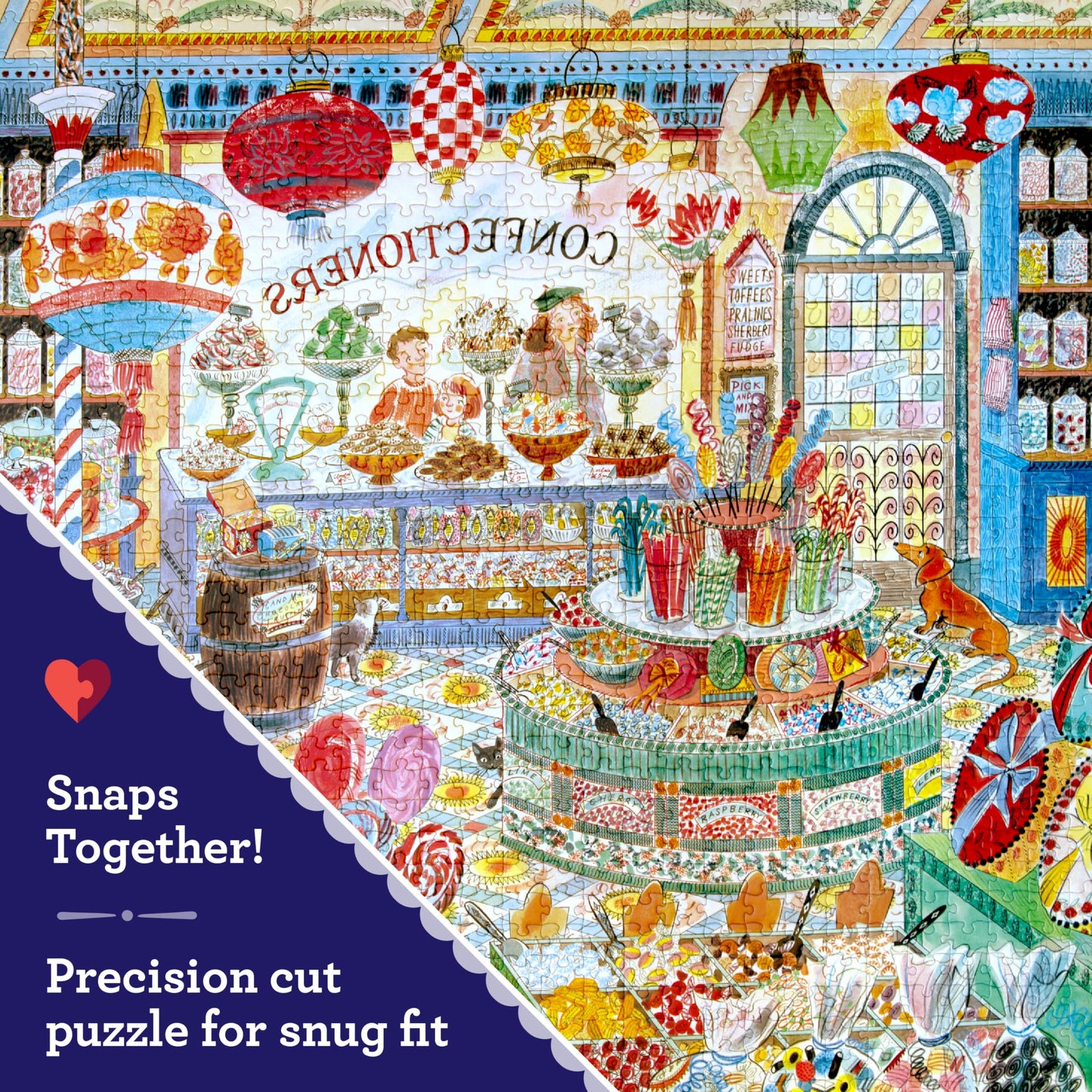 eeBoo Sweet Shoppe 1000 Piece Square Jigsaw Puzzle, 23" x 23"