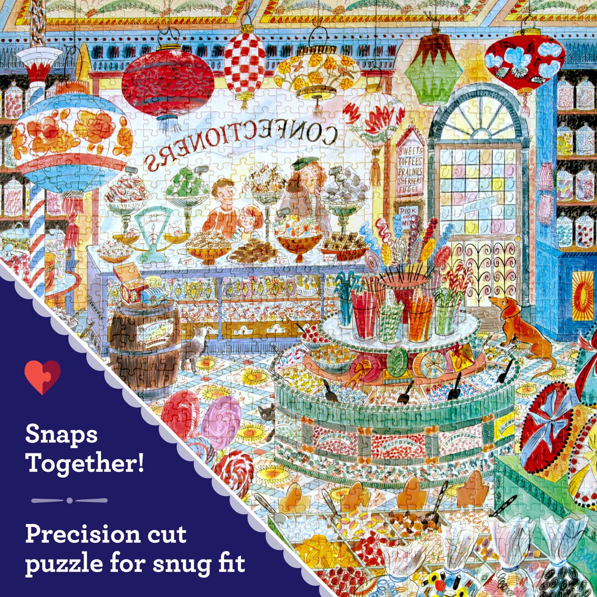 eeBoo Sweet Shoppe 1000 Piece Square Jigsaw Puzzle, 23" x 23"