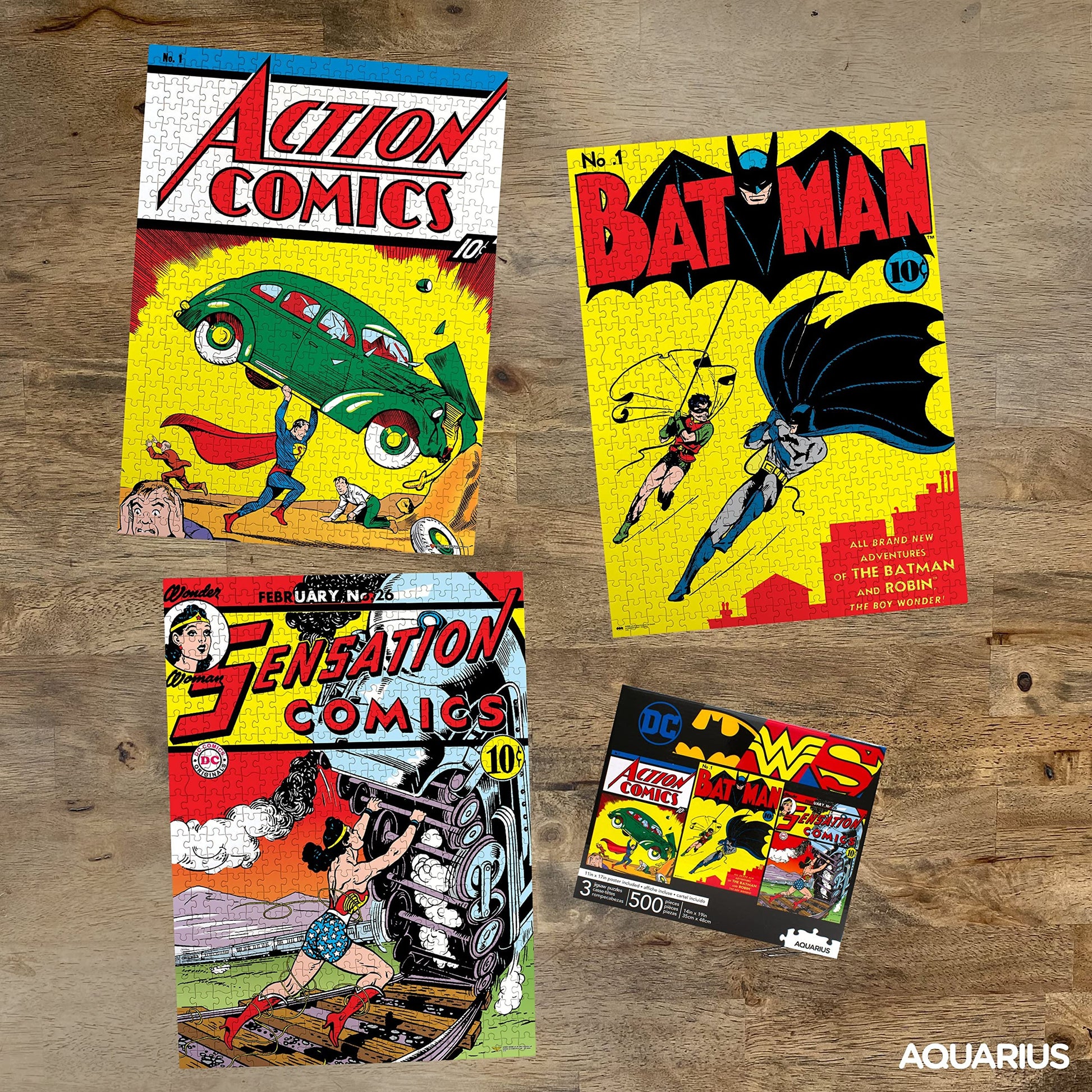 DC Comics 3 x 500 Jigsaw Piece Jigsaw Puzzle Set with Bonus Poster - Superhero Puzzle Pack for Adults, Kids & Families | Superman, Batman & Wonder