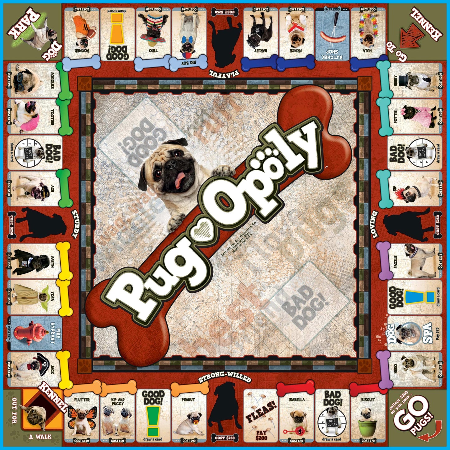 Late for The Sky Pug-Opoly Dog Board Game for Families & Adults - Pug Lovers Property Trading Game, 2-6 Players, Ages 8+, One-Hour or Full Play, Fun