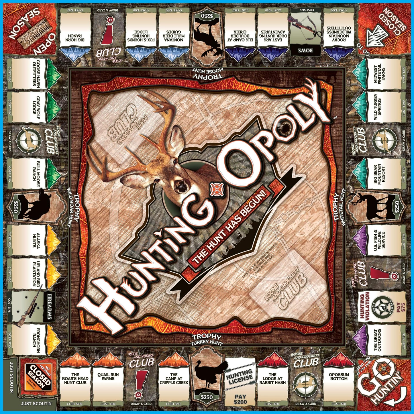 Late for The Sky Hunting-Opoly Board Game - Hunting Strategy Family Property Trading Game for 2-6 Players, Ages 8+, Tokens, Cabins & Lodges