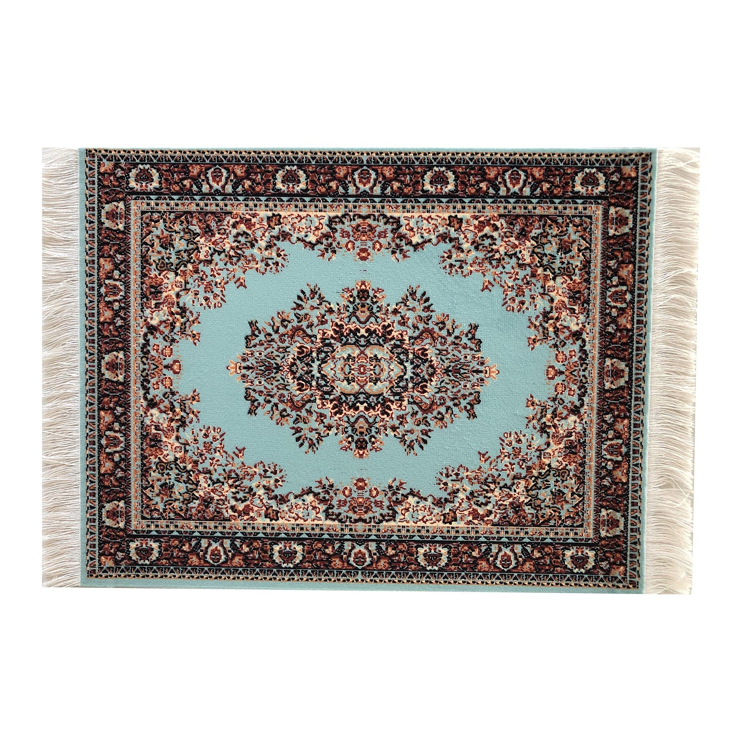 Set of 4 Dollhouse Area Rugs - Miniature Carpet Accessories for Doll Houses, 6 x 4 Inch Rectangular Floor Décor, Oriental Style