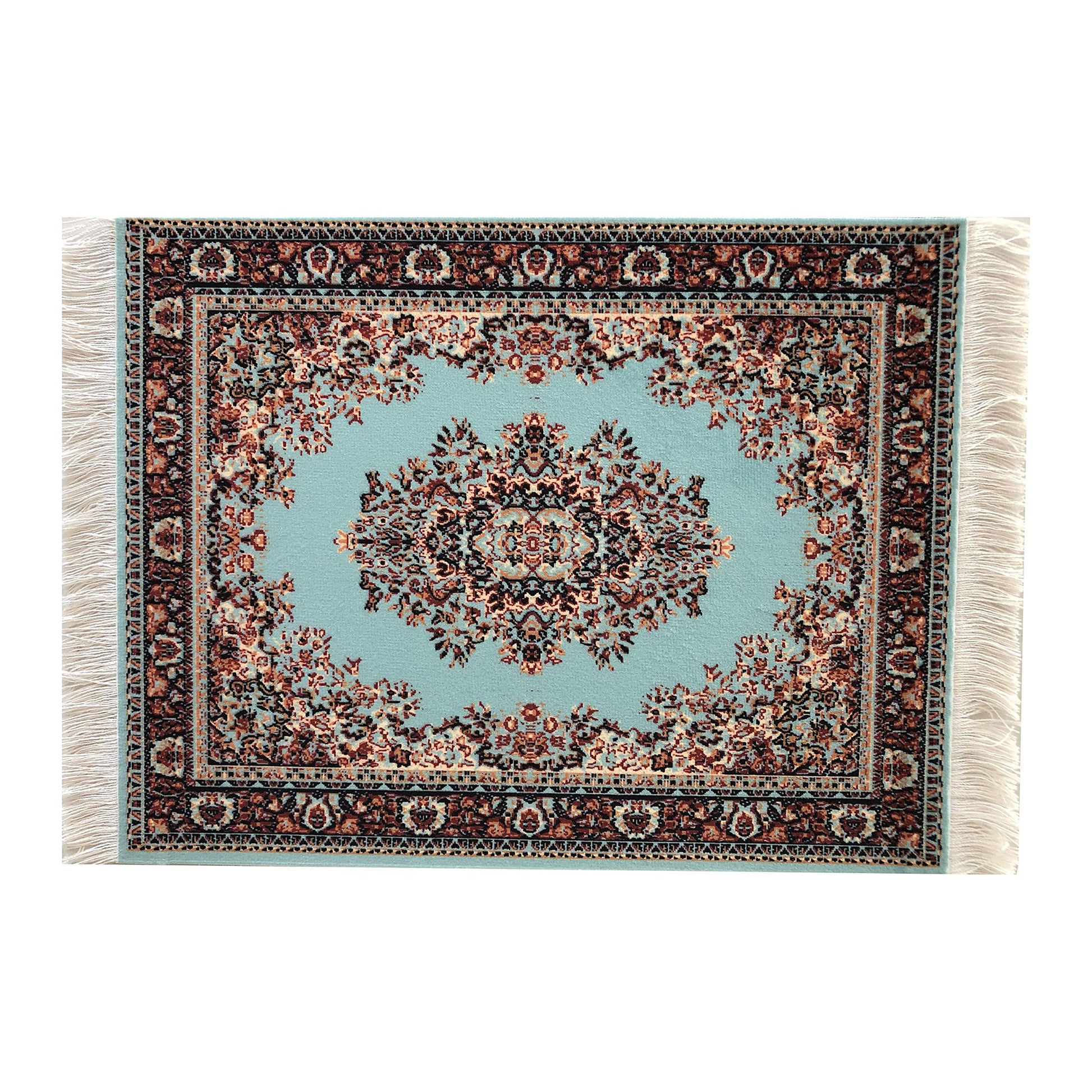 Set of 4 Dollhouse Area Rugs - Miniature Carpet Accessories for Doll Houses, 6 x 4 Inch Rectangular Floor Décor, Oriental Style