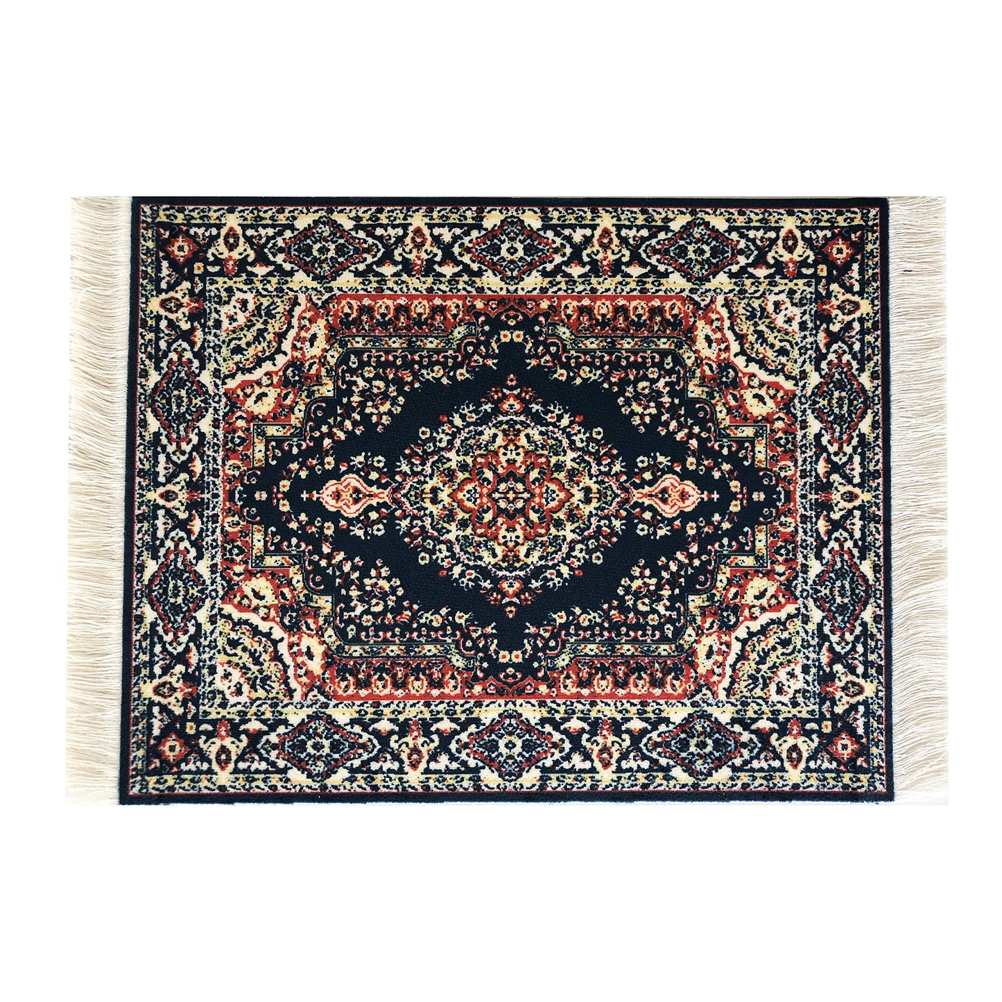 Set of 4 Dollhouse Area Rugs - Miniature Carpet Accessories for Doll Houses, 6 x 4 Inch Rectangular Floor Décor, Oriental Style