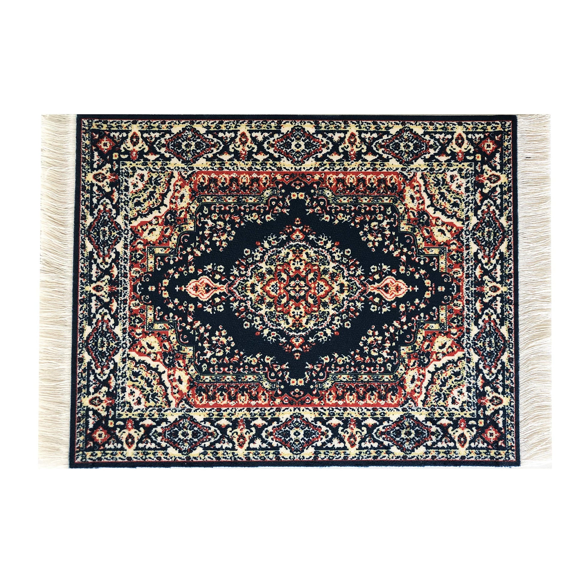 Set of 4 Dollhouse Area Rugs - Miniature Carpet Accessories for Doll Houses, 6 x 4 Inch Rectangular Floor Décor, Oriental Style