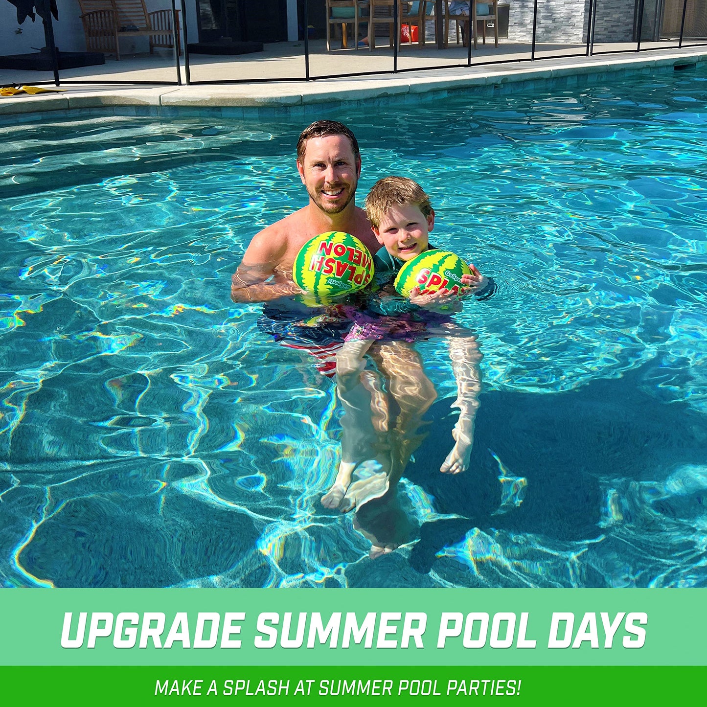 GoSports Splash Melon Pool Ball Party Toy - Includes Two 9 Inch Watermelons, Hose Fill Adapter, and 3 Needles