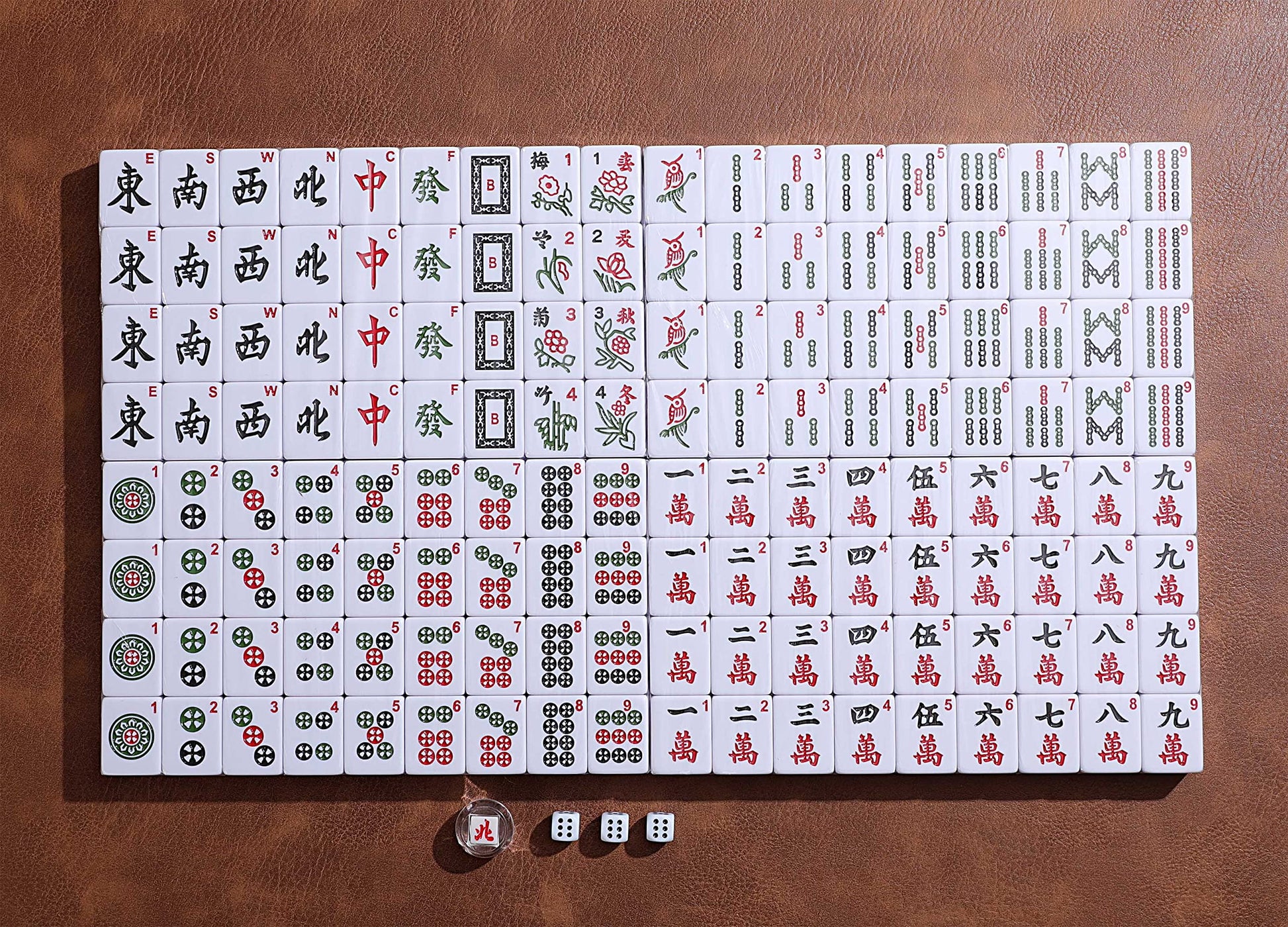Mose Cafolo Professional Chinese Mahjong Game Set 146 Numbered Large Size Tiles with Carrying Travel Case, Complete Mahjong Tiles Set (Majiang