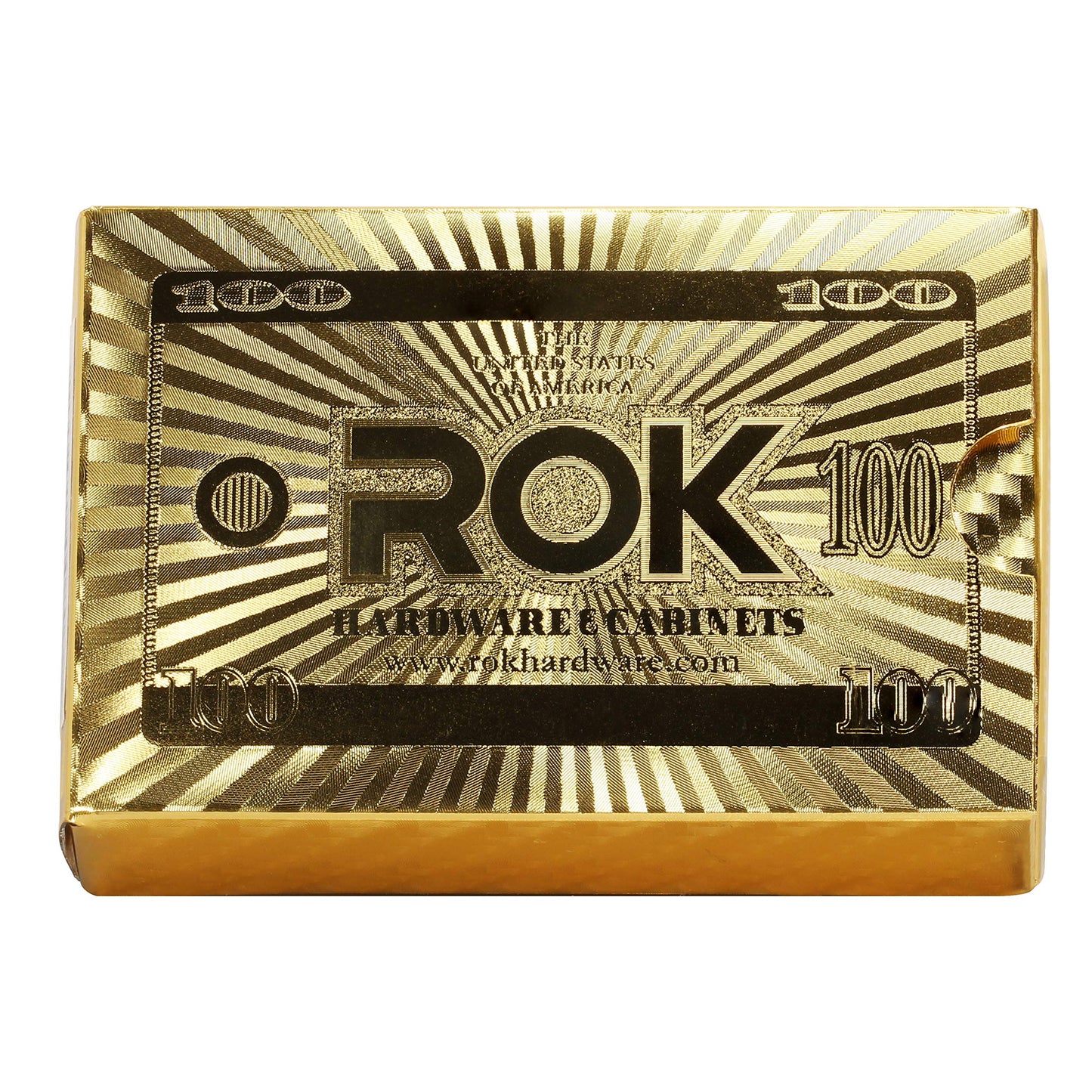 Rok 24K Gold 100 Dollar Bill Foil Flexible Water Resistant Plastic 52 Poker Playing Cards Deck for Table Game