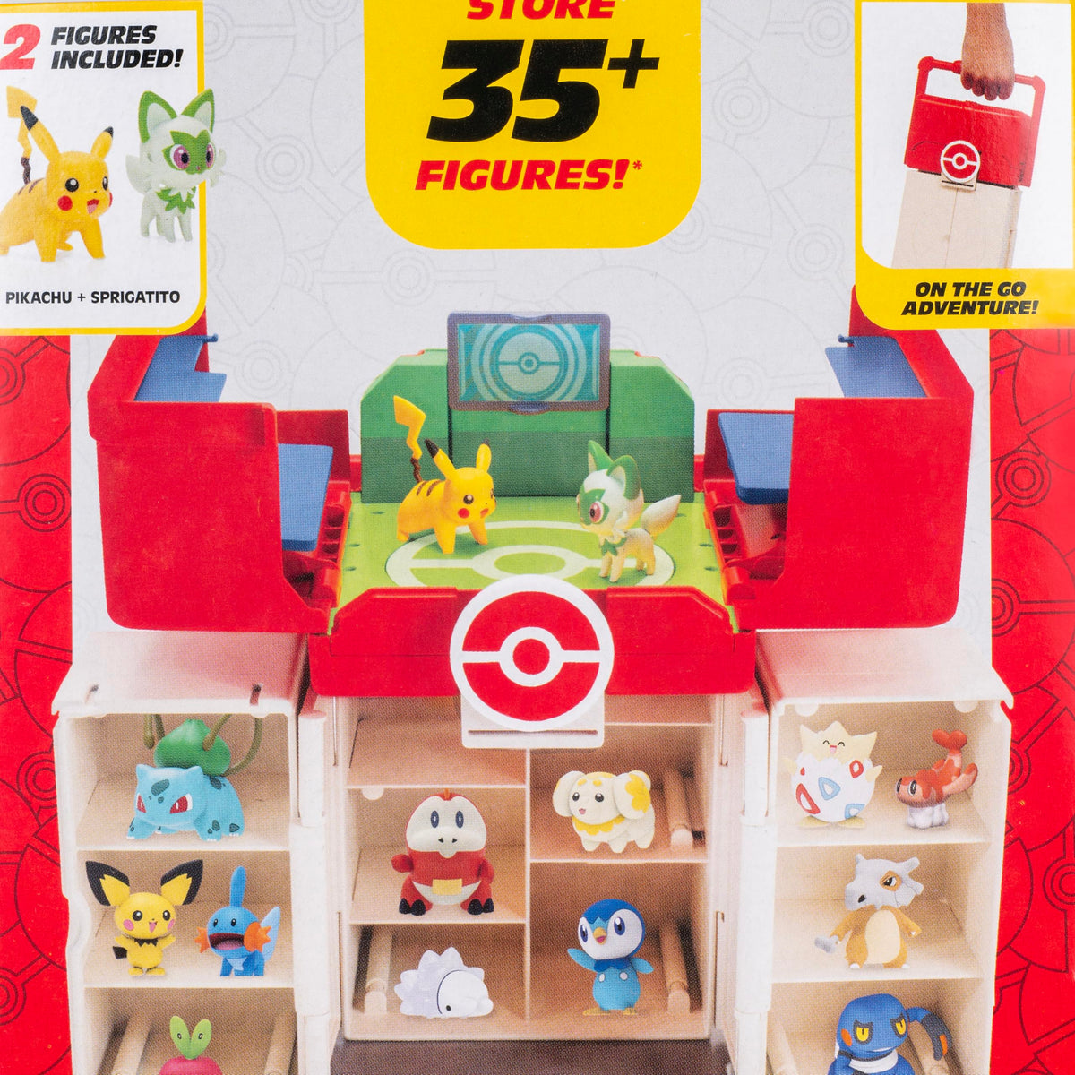 Jazwares Pokémon Play ‘N’ Display Case - Multi-Level Storage Unit with Rooftop Arena and Space for 35+ 2-Inch Battle Figures