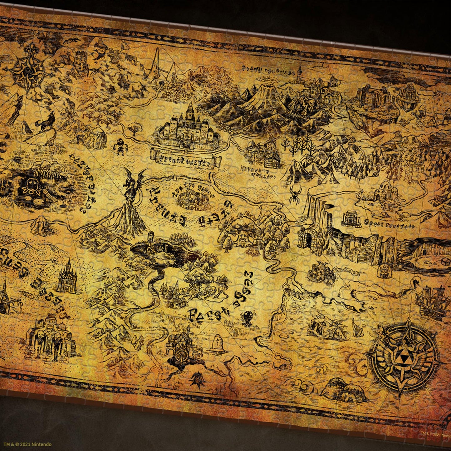 The Legend of Zelda Hyrule Map 1,000 Piece Jigsaw Puzzle | Collectible Puzzle Featuring Stylized Hyrule Map from The Legend of Zelda Video Games |