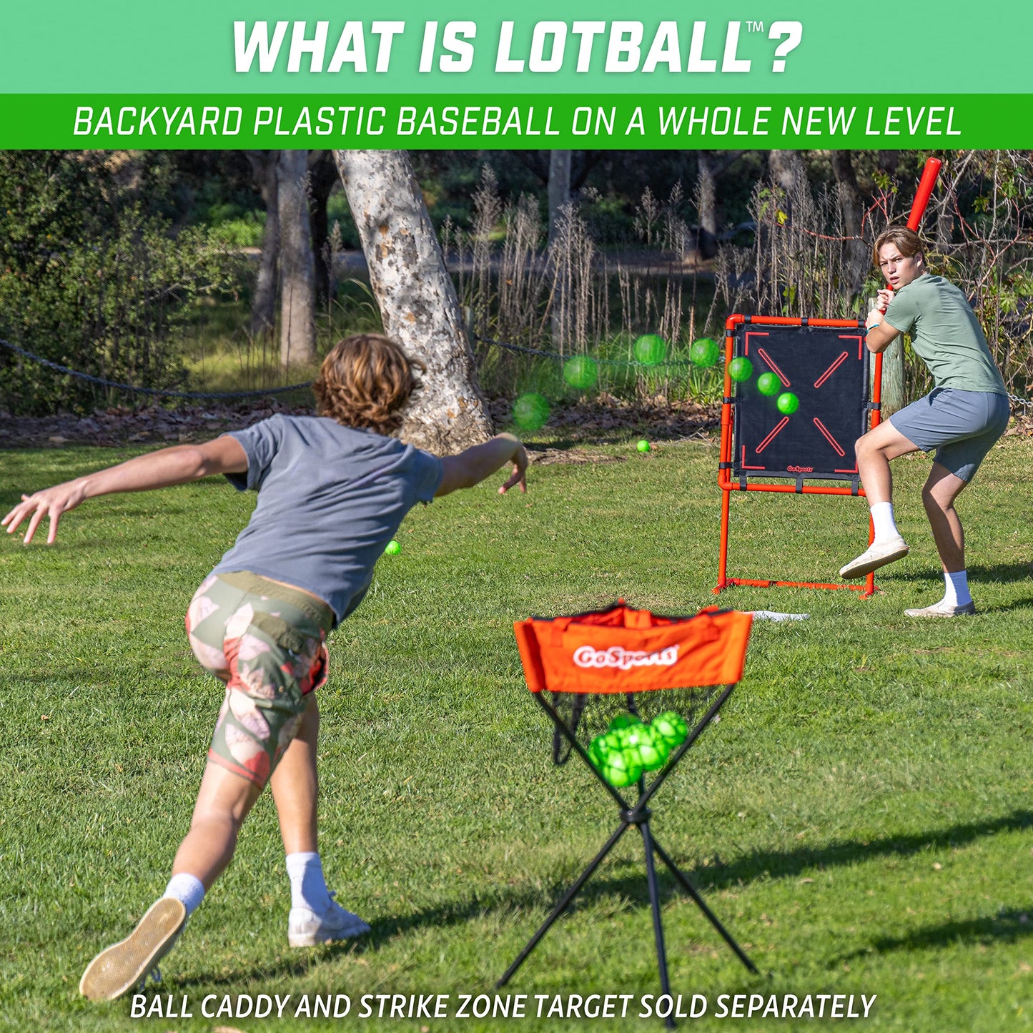 GoSports LotBall Backyard Baseball Bat and Ball Set - Plastic Baseball Game for Kids