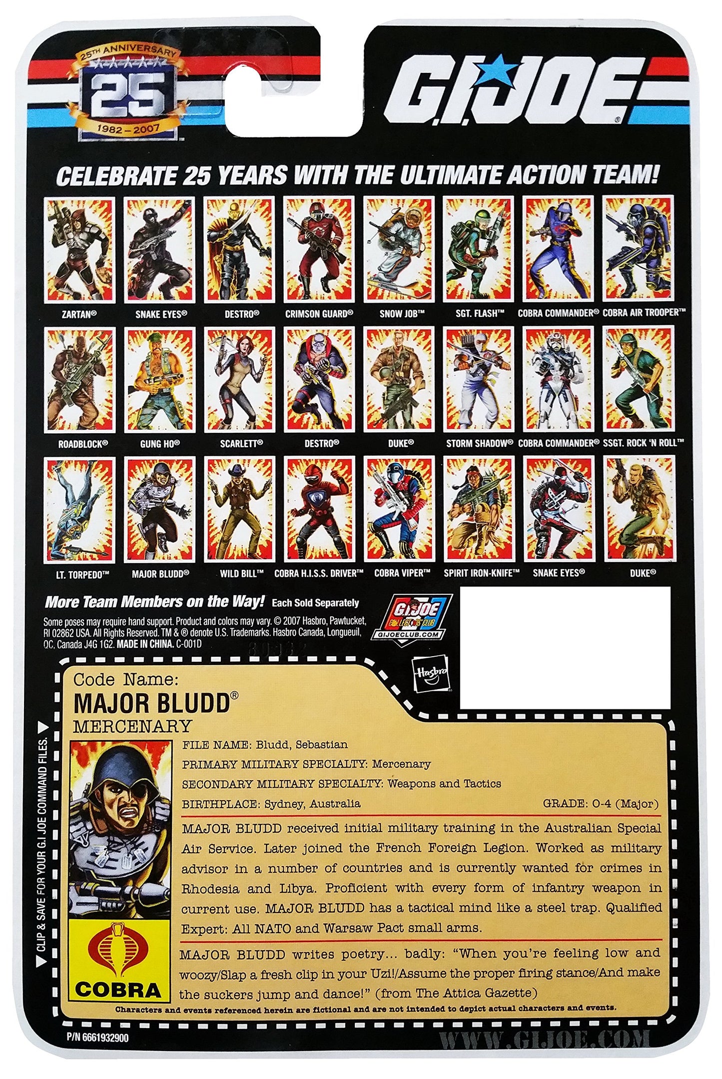 G.I. Joe 25th Anniversary: Major Bludd (Mercenary) 3.75 Inch Action Figure