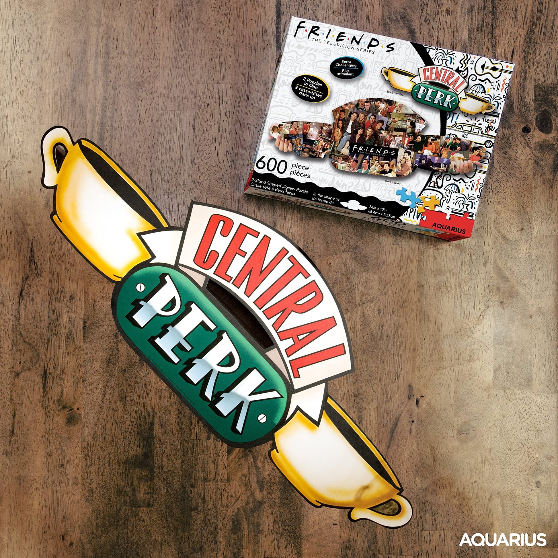 AQUARIUS Friends Central Perk Puzzle (2-Sided Shaped 600 Piece Jigsaw Puzzle) - Glare Free - Precision Fit - Officially Licensed Friends TV Show