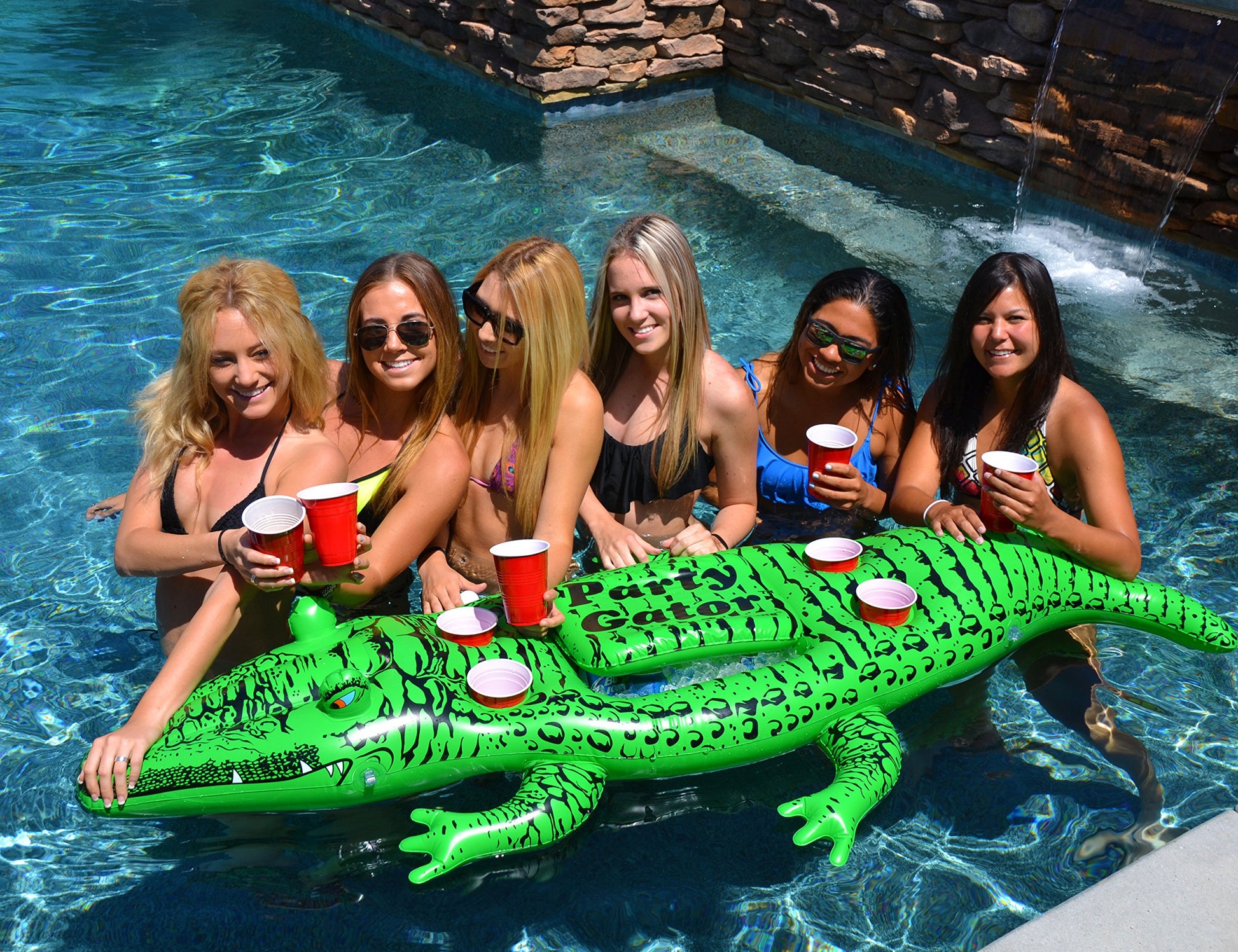 GoFloats GoPong Giant Party Gator Floating Alligator with Cooler and Cup Holders, Over 6 ft Long