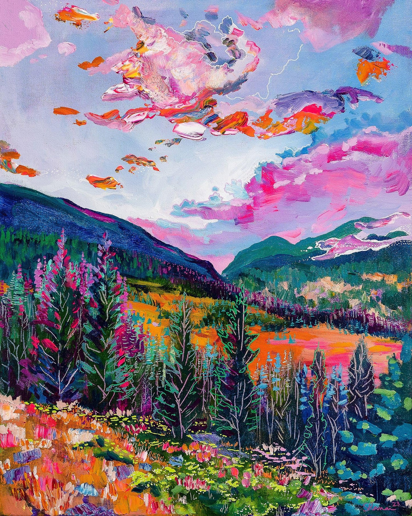 Springbok's Rocky Mountain Twilight 1000 Piece Jigsaw Puzzle Featuring The Impressionistic Painting of The Rockies by Artist Shannon Roman